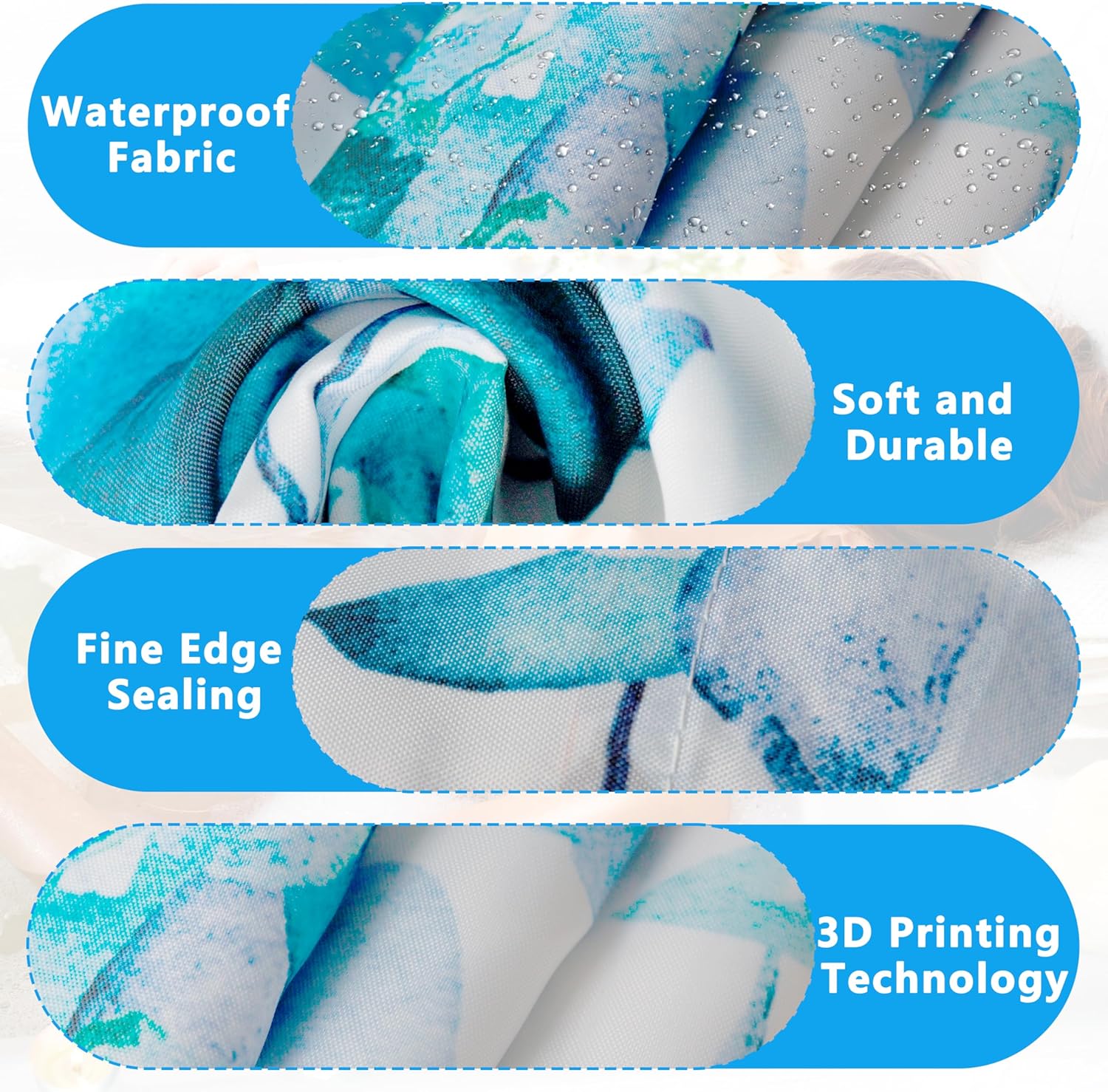Blue Eucalyptus Leaves Shower Curtain for Bathroom:Aesthetic Art Watercolor Plant Shower Curtains Sets with Hooks,Waterproof Fabric Decor 72x78 inches.