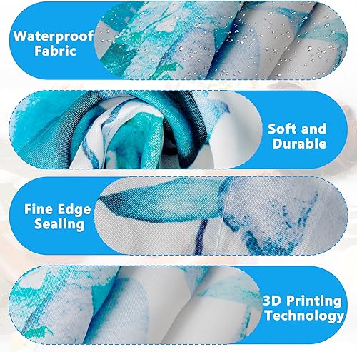 Miniatura 4 de Cortina de ducha de hojas de eucalipto azules para baño juego de cortinas de ducha con acuarela de arte estético con ganchos, tela de poliéster