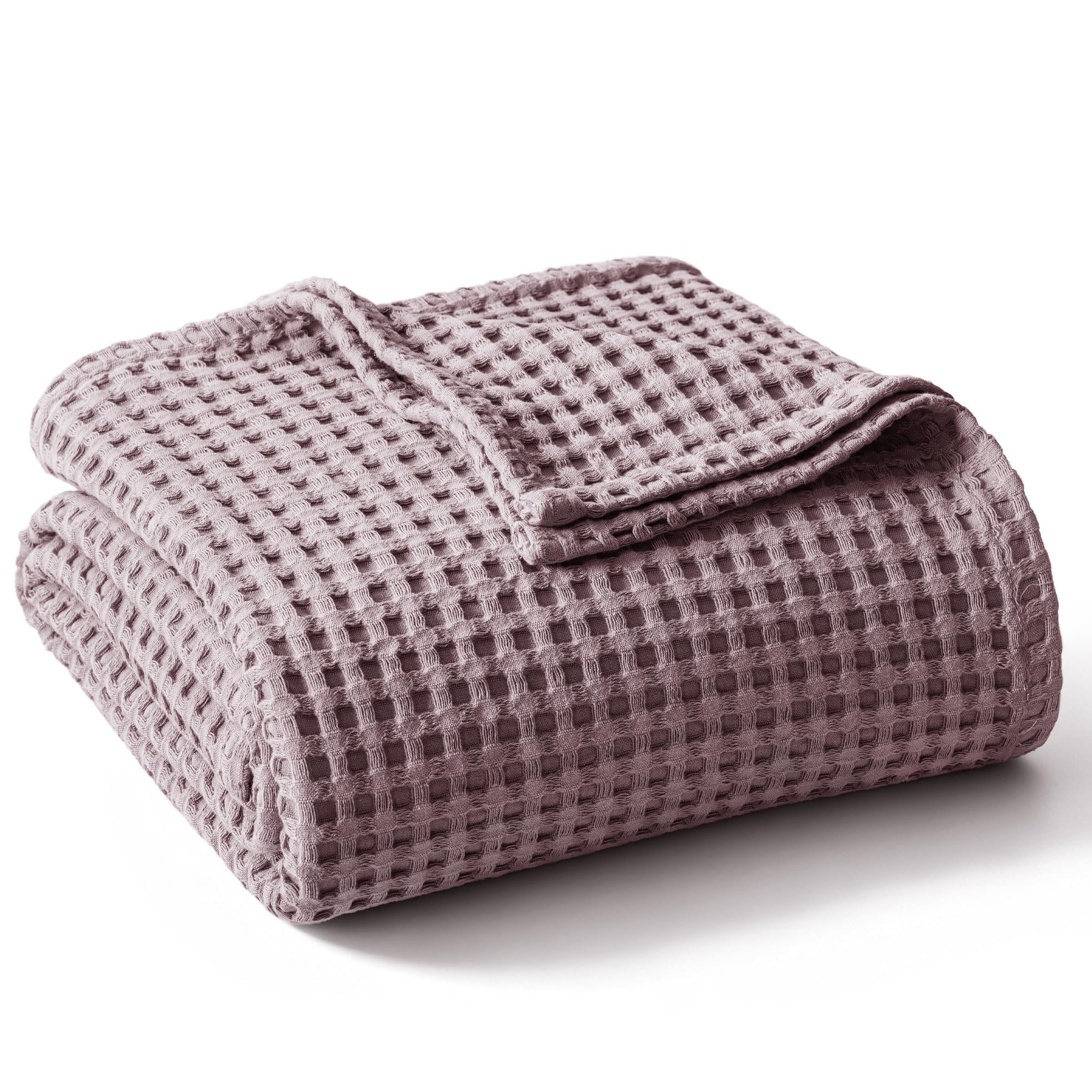 Exclusivo Mezcla Pre-Washed 100% Cotton Waffle Throw Blanket for Sofa, 330GSM Lightweight Breathable Summer Blankets, Soft and Cozy, Room Decor, Plum Purple, 130x150 CM