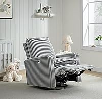 Vista 6 de Oxford Baby Uptown Power Sillón Reclinable/Mecedora, Pana, Gris Ceniza