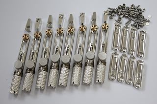 One Set(8pcs) Guitar Bridge Fanned Fret Headless Bridge In Plated Chrome
