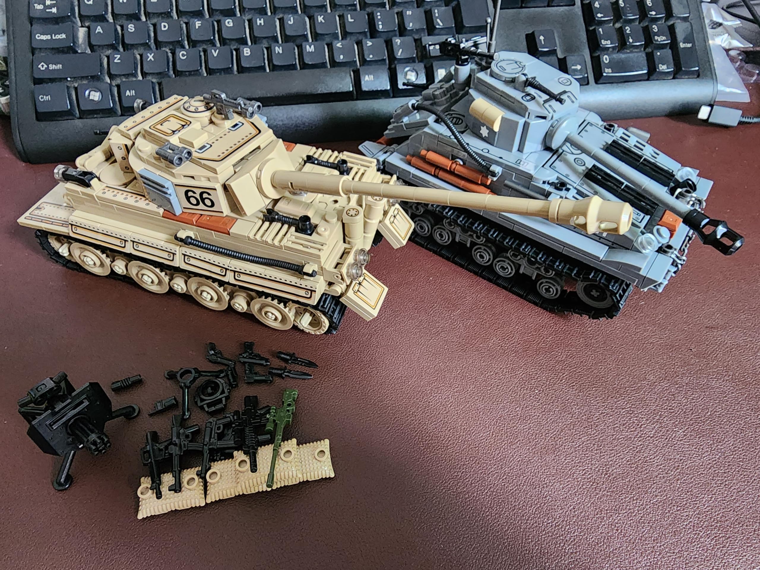 Cattle WW2 Army Tank Toys Building Kit, A German Tiger & an American M4 Sherman Tank Models 1184 Blocks Military Toy Gift for Boys Kids and Teens Age 6-14 - Image 2