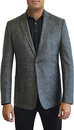 Daniel Hechter Grey Solid Texture Two Button Jacket