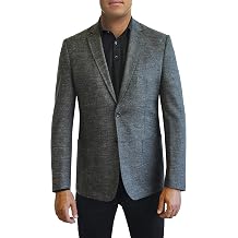 Daniel Hechter Grey Solid Texture Two Button Jacket
