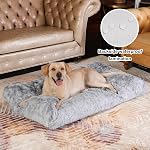 Bedfolks Lit pour chien imperméable, lit pour chien en peluche avec couvercle amovible, lit de chien en fourrure pour chiens extra grands, lit en Kennel pour chien lavable en peluche 41"x27", gris foncé