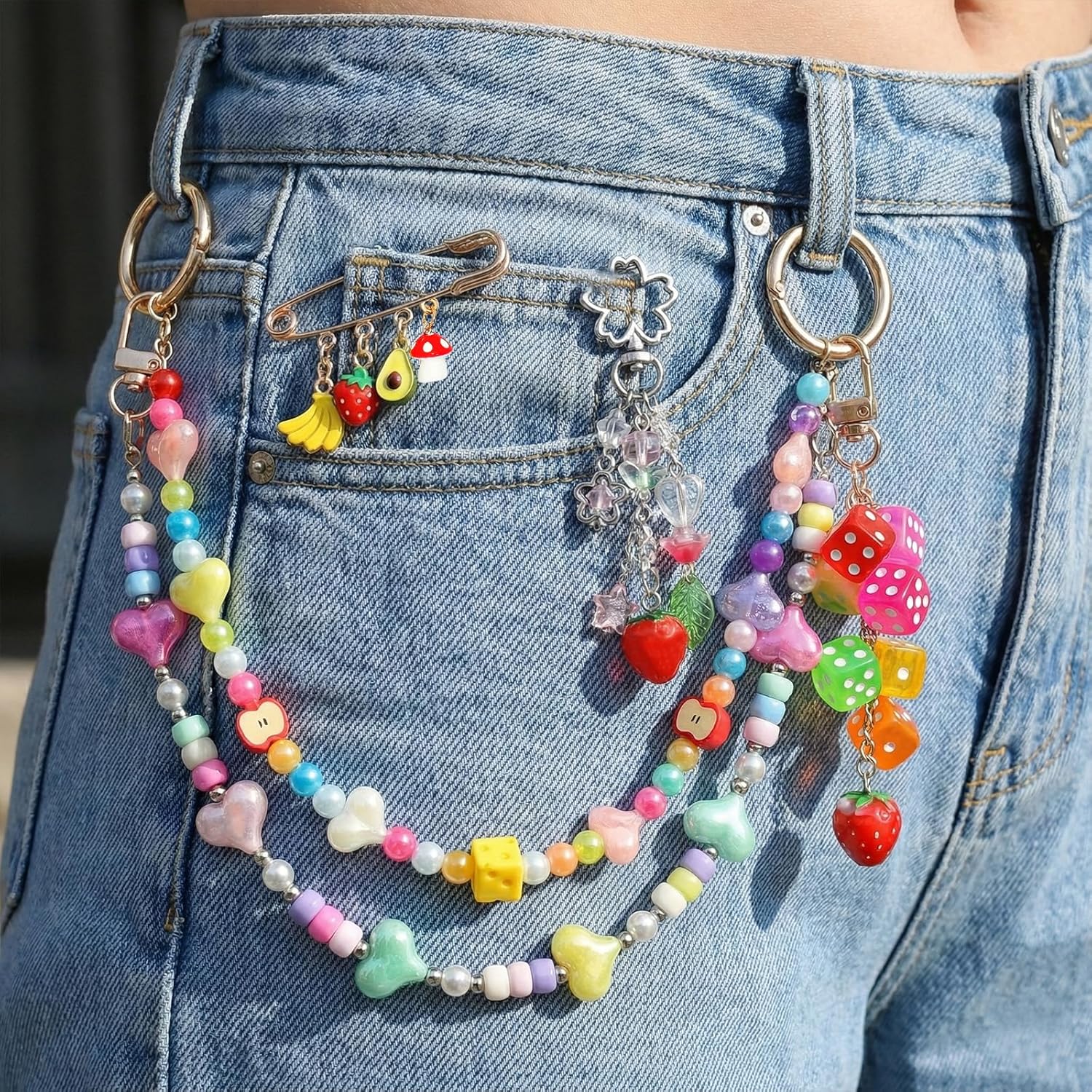 4 in 1 Bag Charms, Purse Charms,Bow Bag Charm Chain for Handbags, Purse Keychain, Purses Chain Charm, DIY Bag Accessories for Women - Image 6