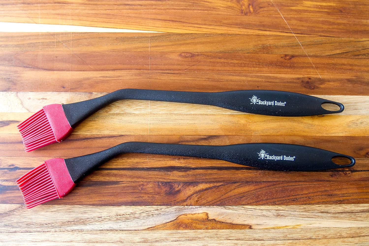 Backyard Dudes® BBQ Grill Basting Brush-Mop Super Silicone Heat Resistant to 500f. Long Angled Handle and Removable Head. You get Four Barbecue Baster Brushes All 15-Inches Long