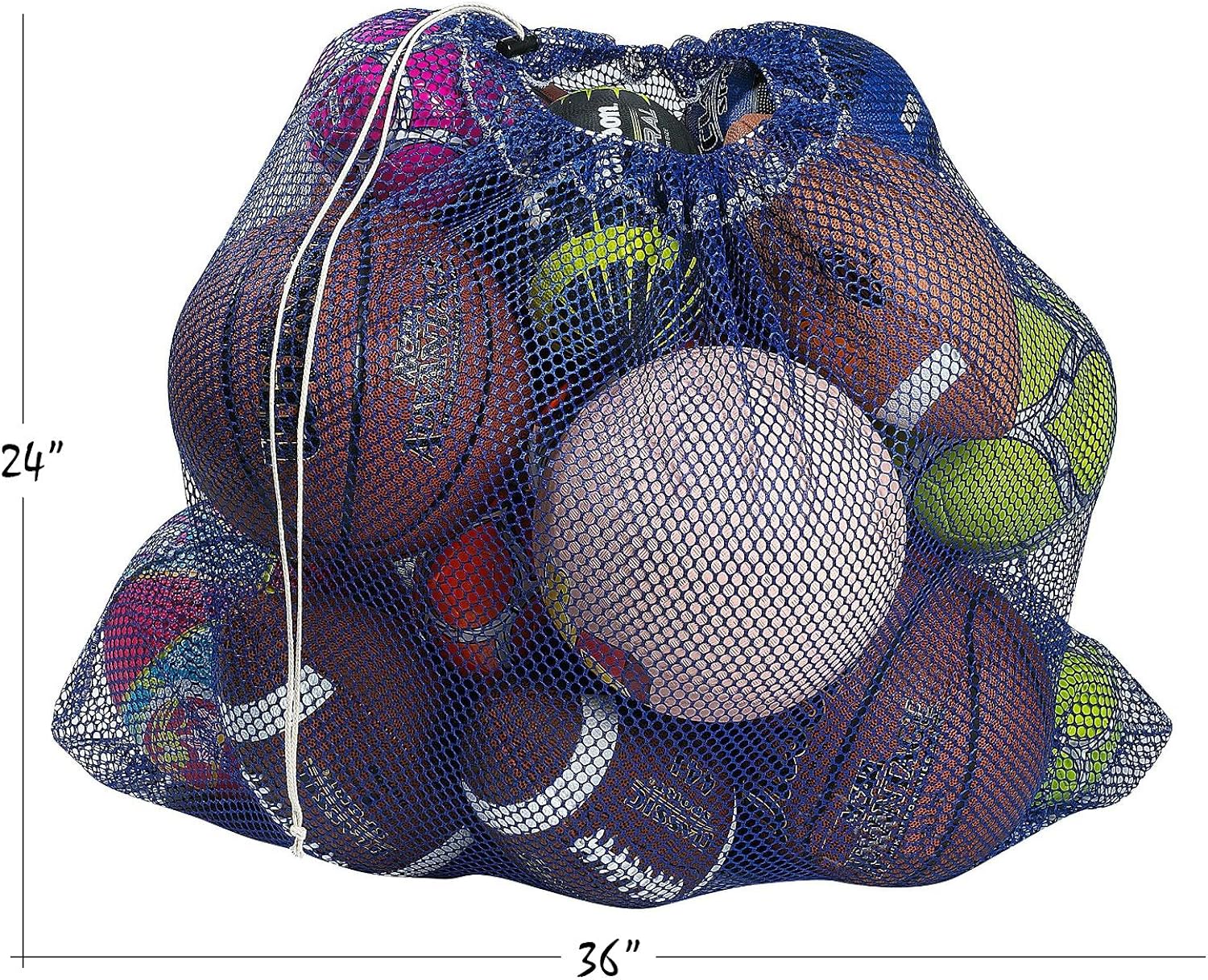 Mesh Equipment Bag - 32” x 36” and 24” x 36” - Adjustable, sliding drawstring cord closure. Perfect mesh bag for parent or coach, making it easy to transport and keeping your sporting gear organized. : Sports & Outdoors