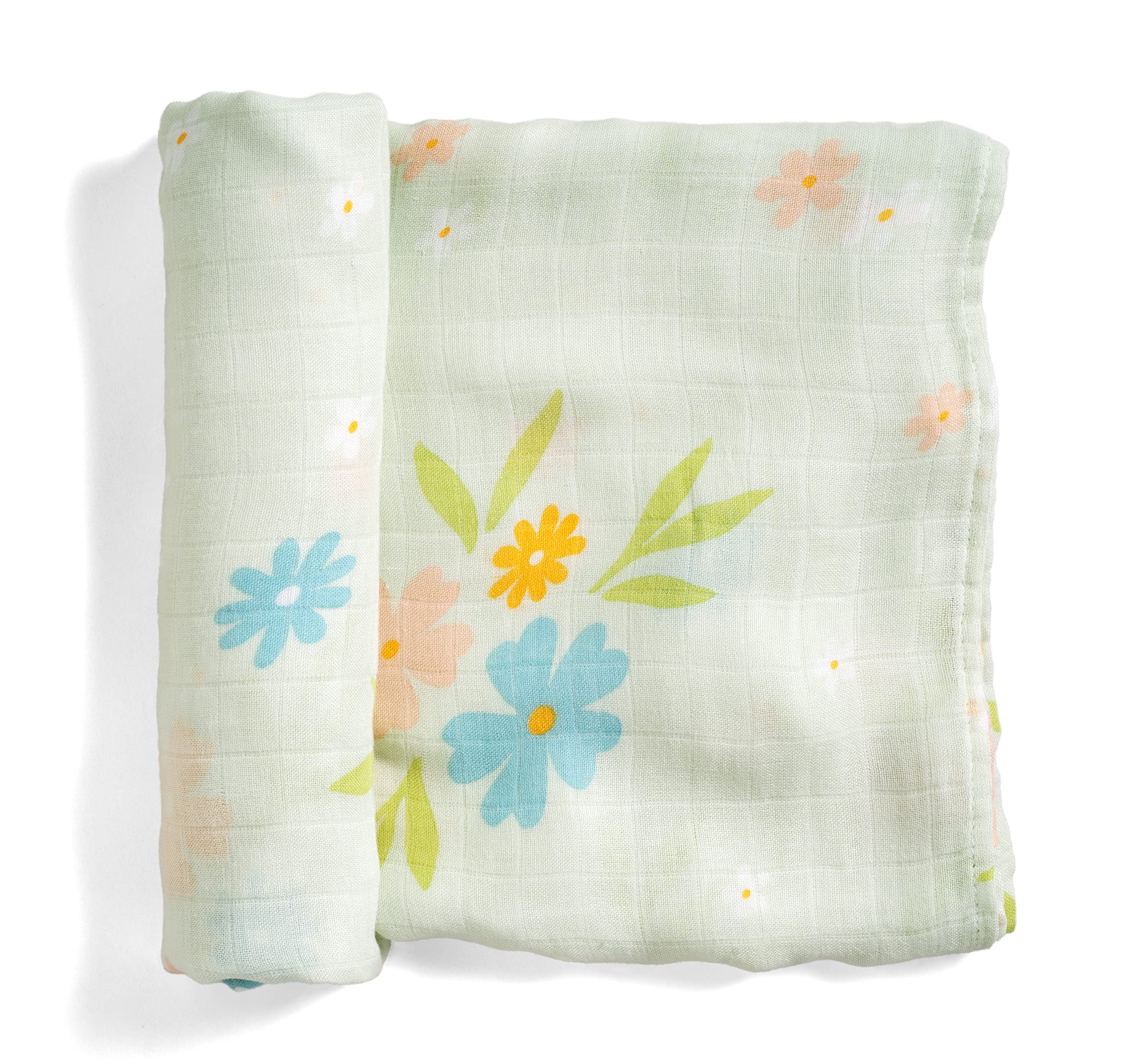 Rookie Humans Super Soft Viscose from Bamboo Muslin Swaddle Blankets for Baby Girls and Boys – Silky Soft - 47 x 47 inches Swaddling Blankets - Newborn Baby Essentials, Floral