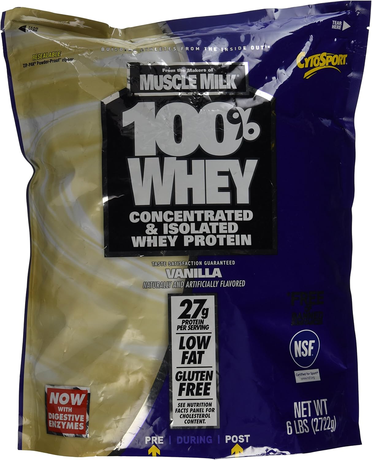 Cytosport 100% Whey Protein Powder, Vanilla, 6 Pound