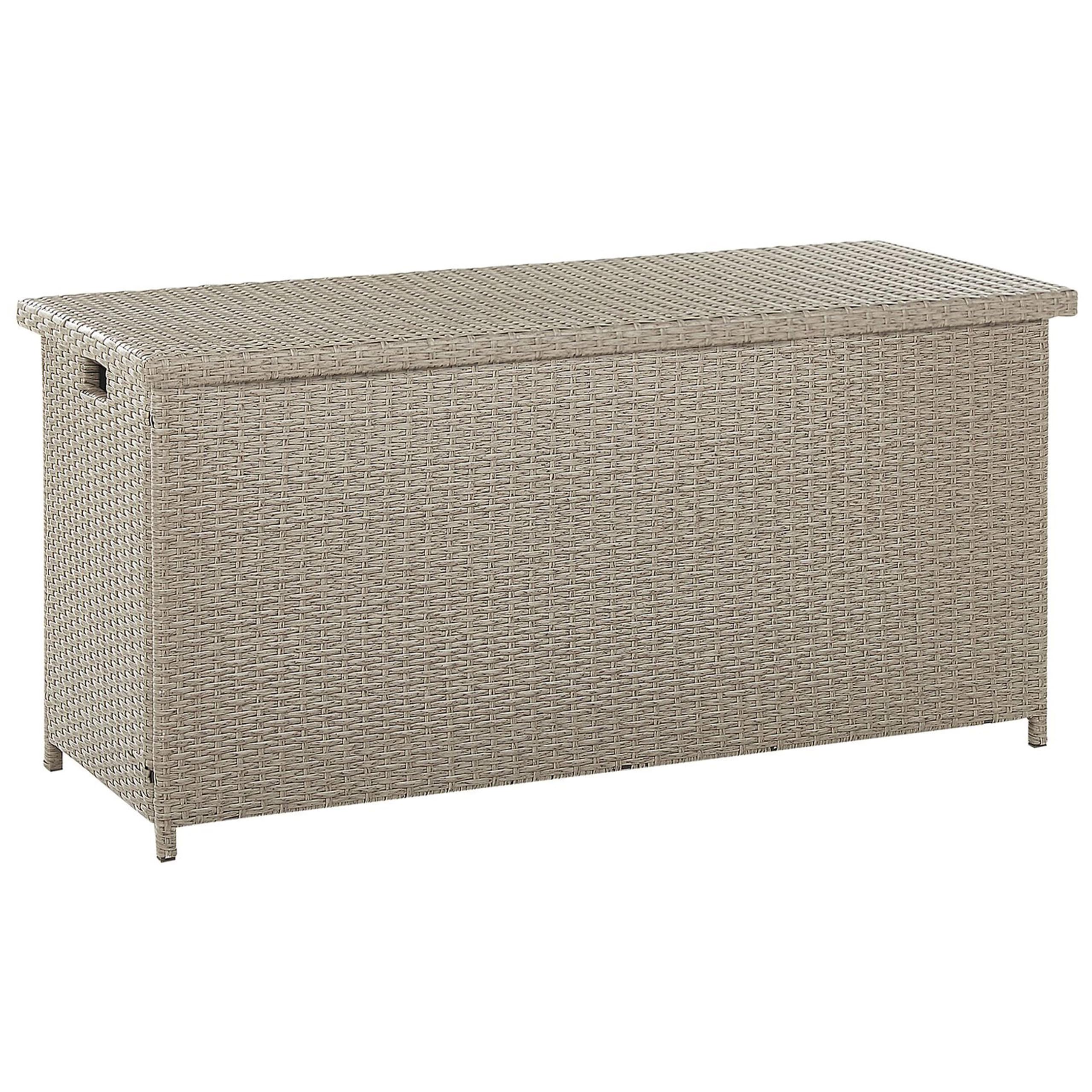Beliani Coffre de Rangement Extérieur 126 x 46 cm en Rotin Beige Taupe Idéal pour Stockage d'Accessoires de Jardin et Coussins Durable et Décoratif