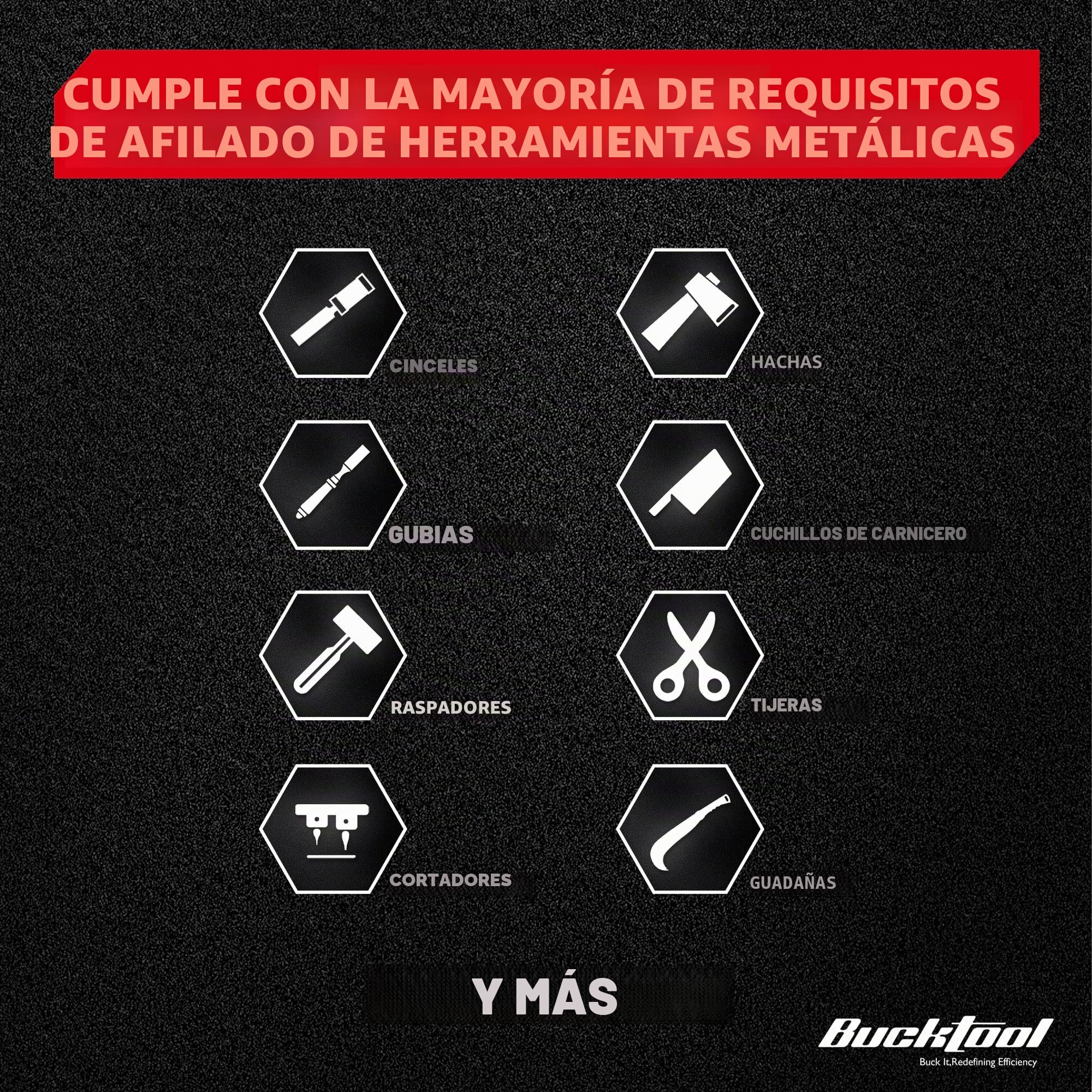 BUCKTOOL Afilador de velocidad variable de 250 mm, 90-160 rpm, sistema de afilado húmedo y seco de grano 220 refrigerado por agua en dos direcciones