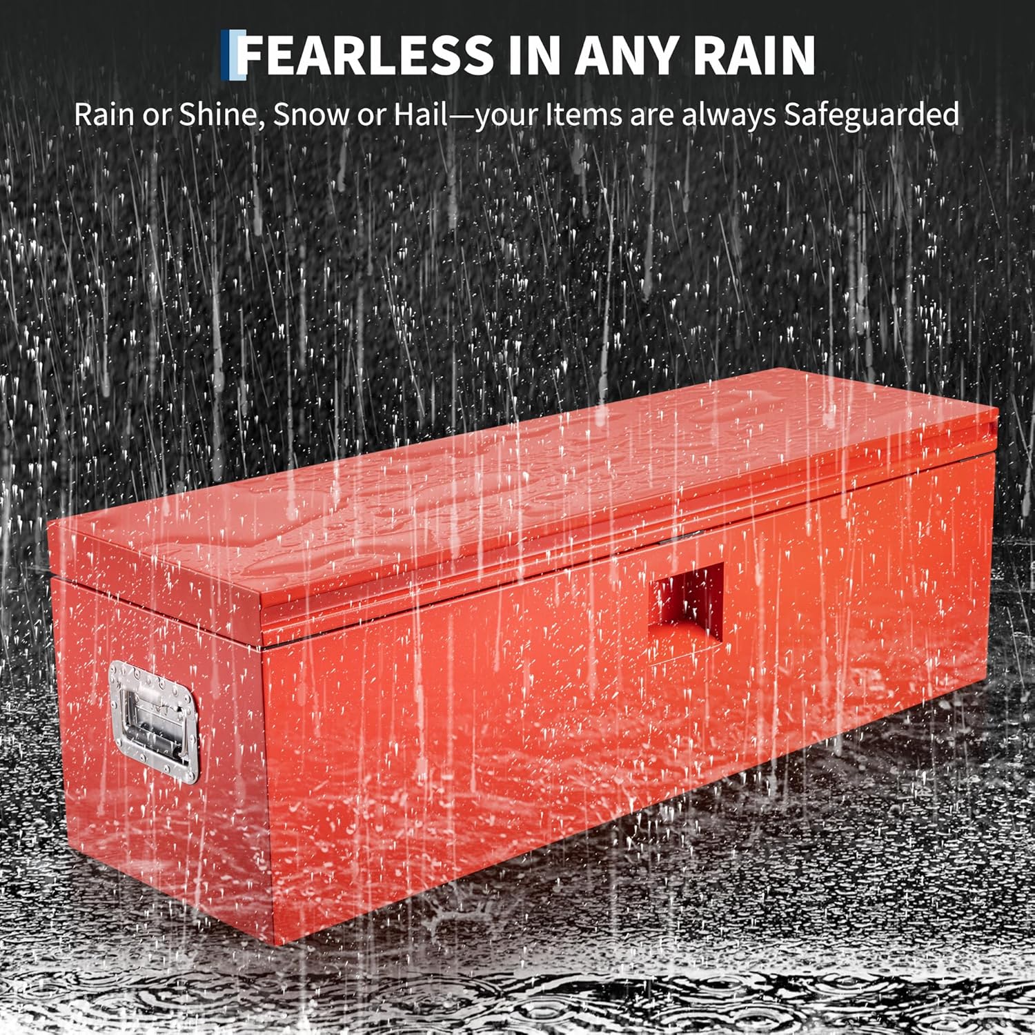 CABIHOME 48-Inch Heavy Duty Steel Truck Tool Box, Lockable & Weatherproof Jobsite Storage Chest with Hydraulic Lid for Pickup Trucks & Trailers