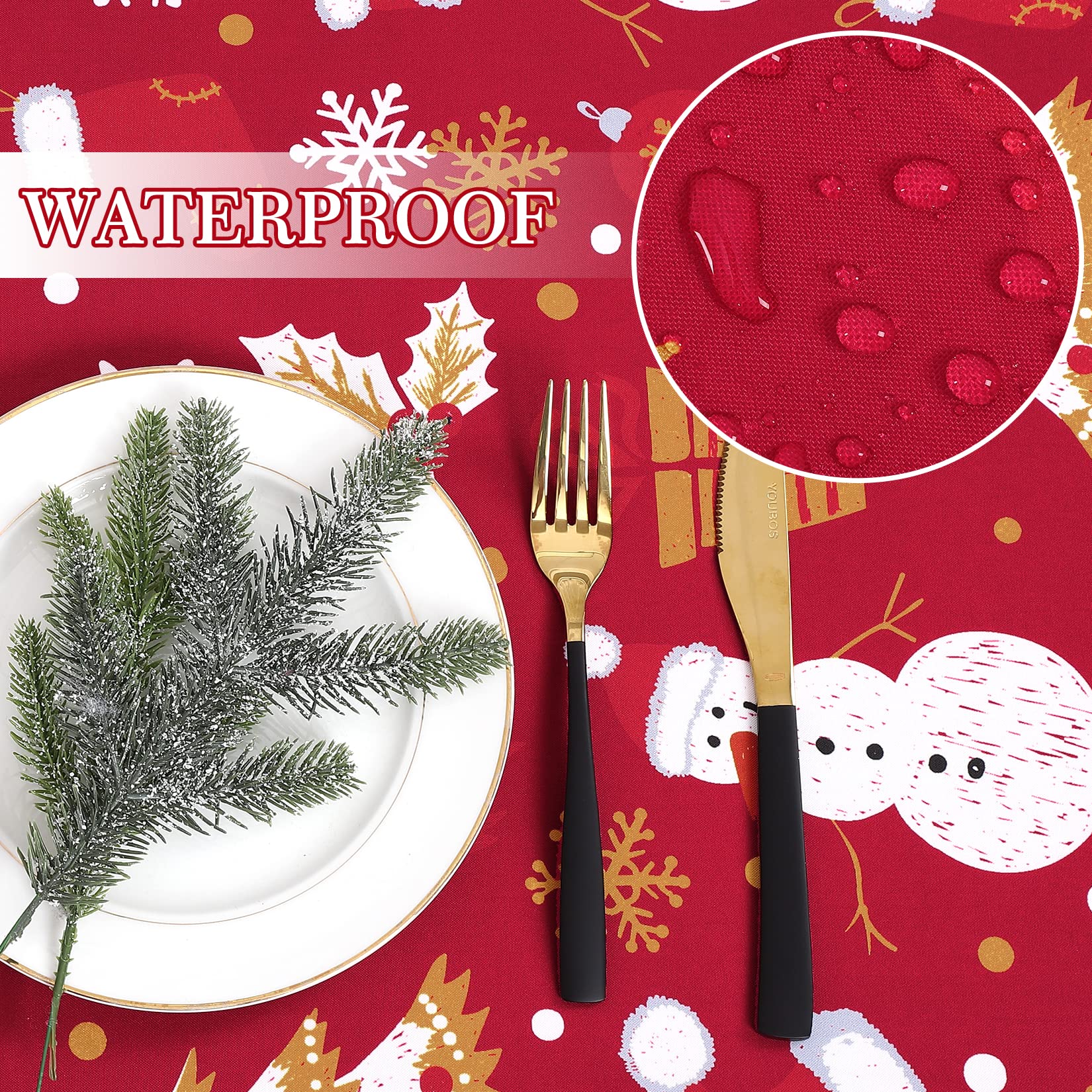 Runde Tischdecke Mit Schneeflocken-Muster – Wasserdichte, Auslaufsichere Weihnachtsdeko Für Runde Tische (177 Cm)