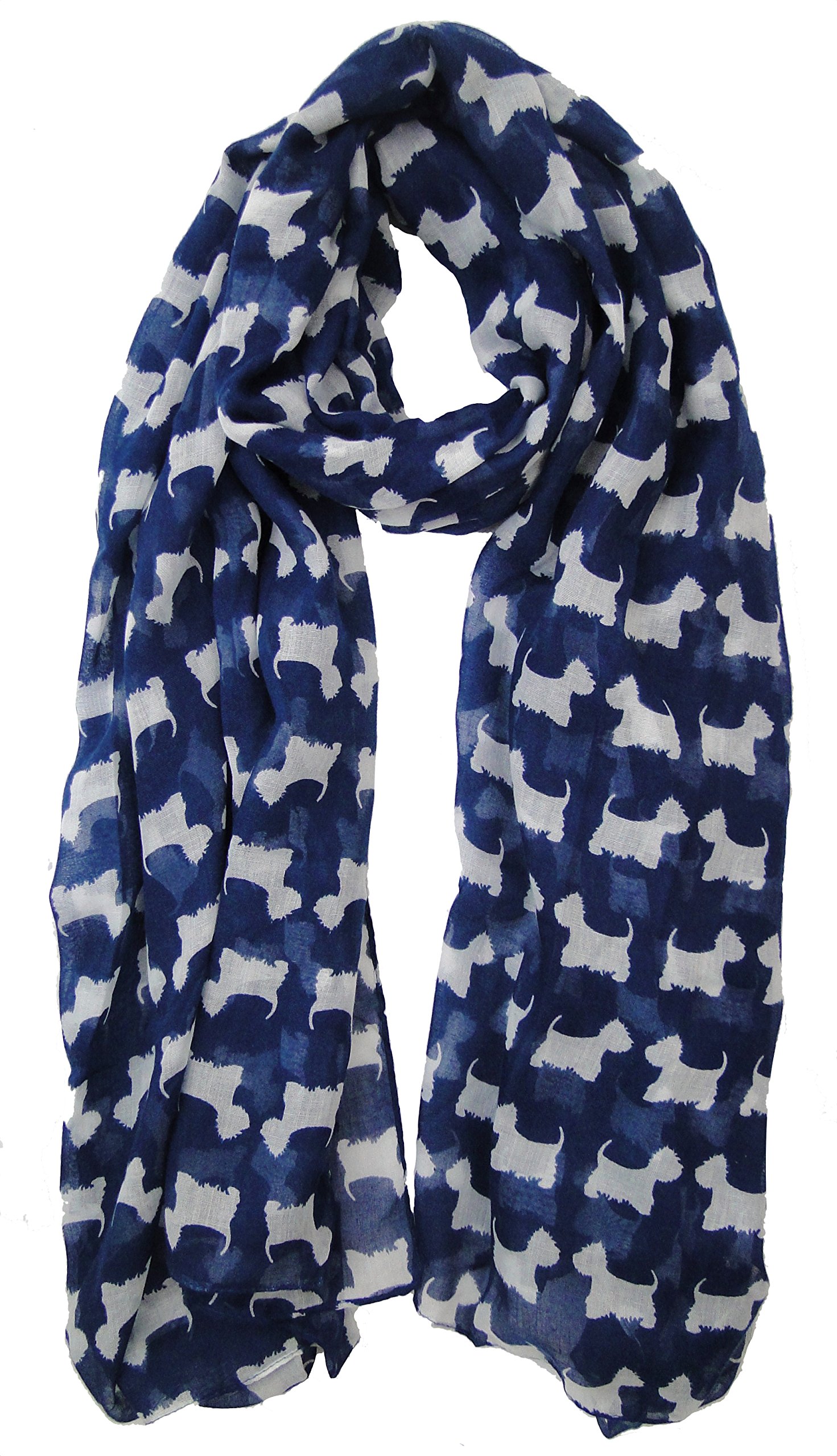 The Olive House Women's Navy Blue The Olive House® Scottie Westie Highland Terrier Dog Scarf Blue