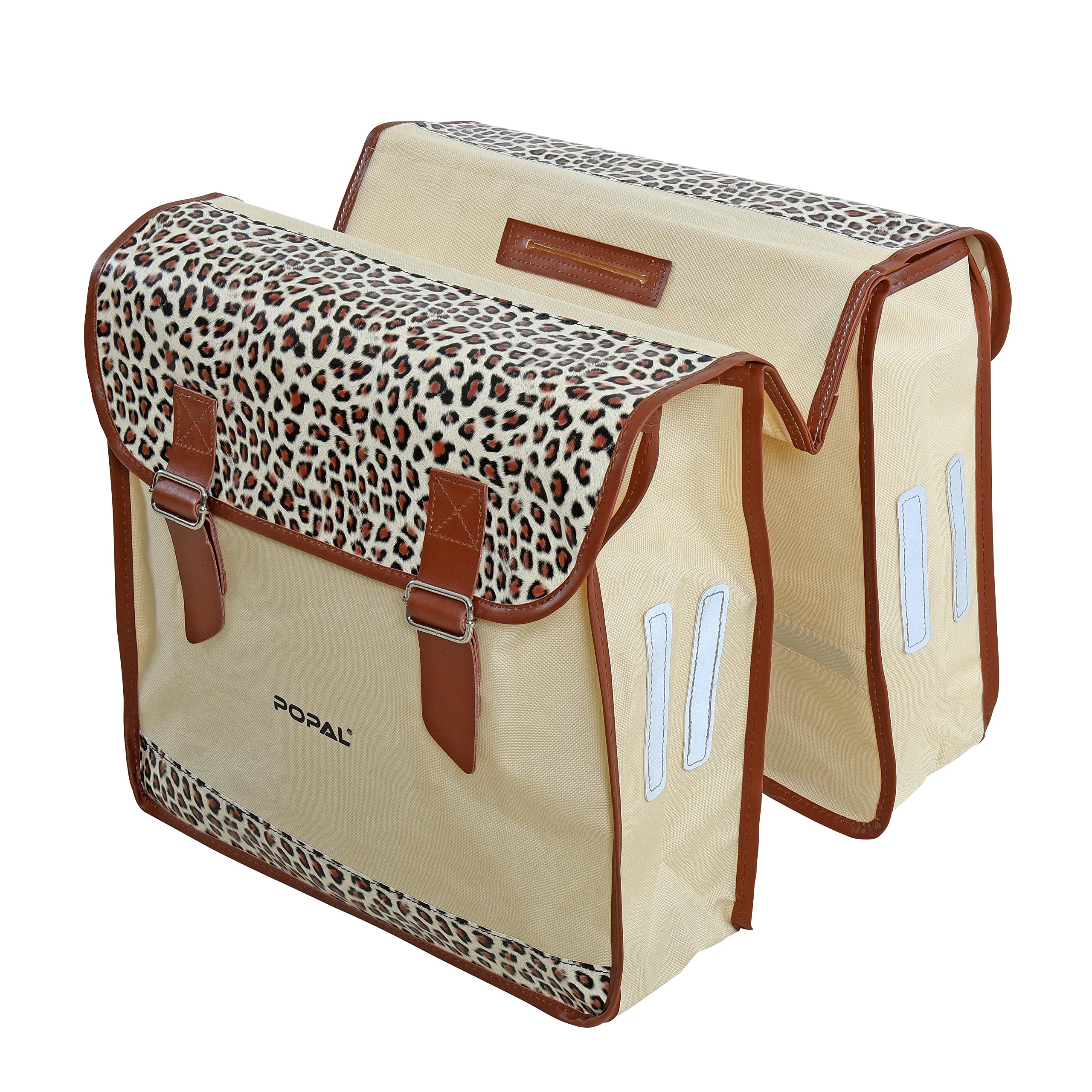 ESTEXO Fahrradtasche Doppel Gepäckträgertasche Tasche Seitentasche Gepäcktasche für Fahrrad Packtasche Leo Beige