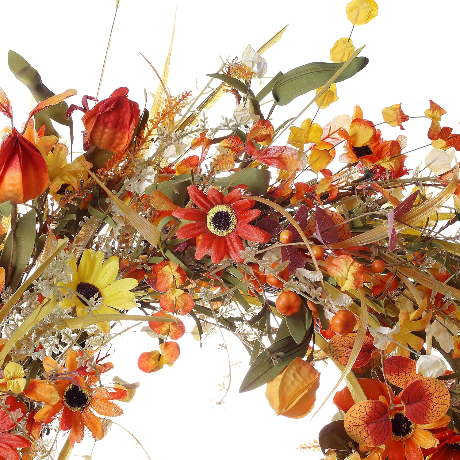 J'FLORU 22" Fall Wreath for Front Door - Artificial Autumn Flower Wreath for Indoor Outdoor Wall - Thanksgiving Decorations for Home