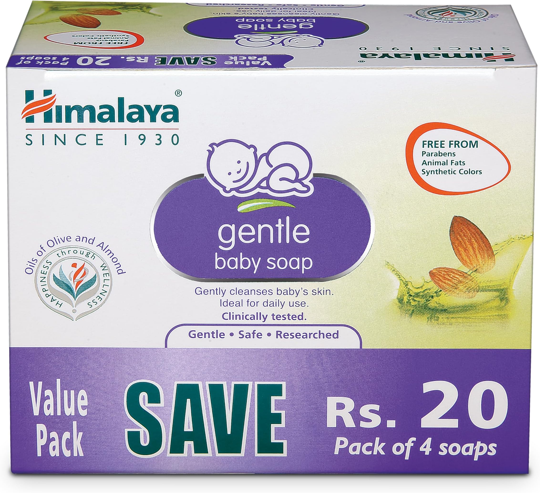 Himalaya Gentle Baby Soap Value Pack, 4 * 75g