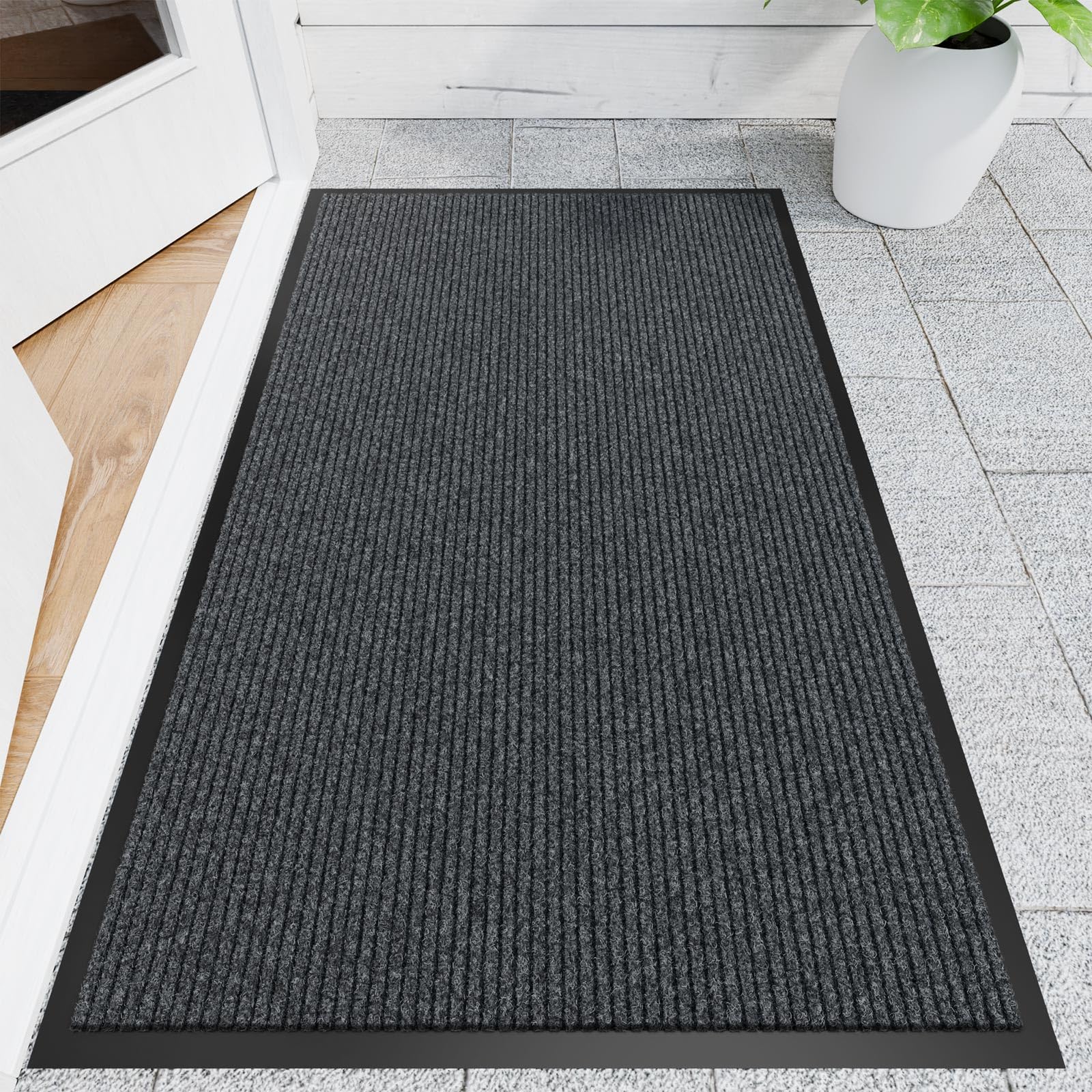 Naturei Front Door Mat, 90x150cm, Heavy Duty Doormat for Indoor/Outdoor Entryway, Commercial Floor Entryways, Low Profile, Non-Slip, Durable Rubber Backing for