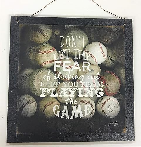 Miniatura 1 de No deje que el temor de Béisbol de Striking Out Keep You desde jugando el Juego Deportes Wall Art Sign Niños recámara decoración decoraciones