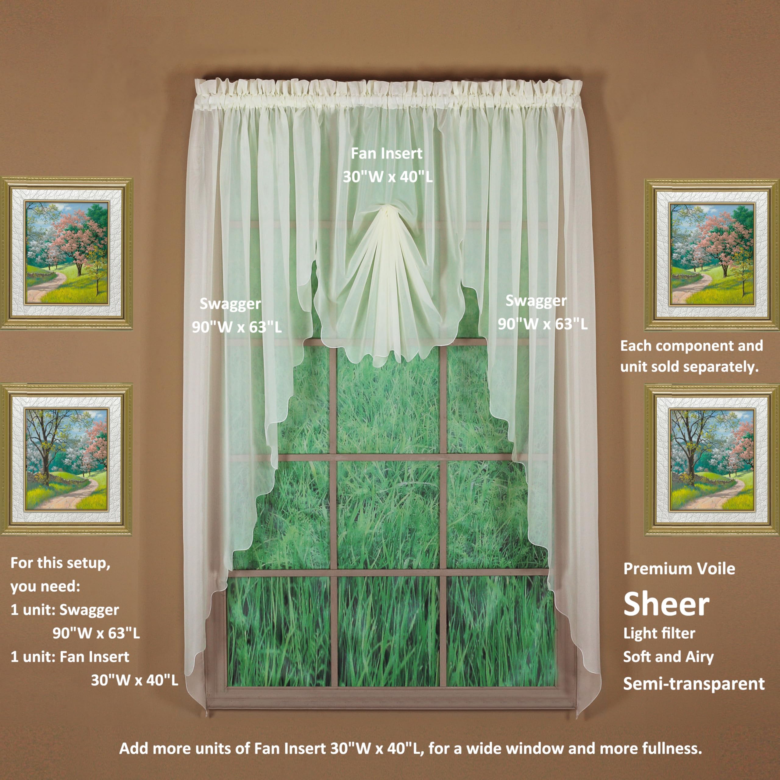 Today's Curtain Emelia Original Cantonnière en Voile, écru, 76,2 x 101,6 cm (l x L)