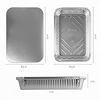 Vista 3 de PLASTICPRO Moldes de Aluminio Desechables para Llevar de Papel de Aluminio Oblongos para Hornear de 4 LB de 12'' X 8'' X 2'' Pulgadas Con Tapas