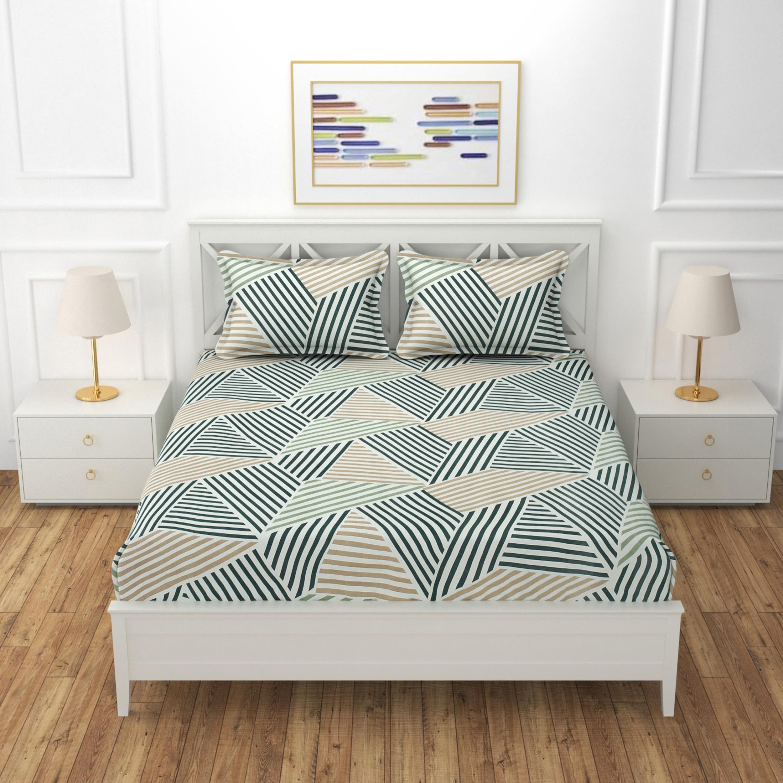 REALDREAM® bedsheet for Double Bed, Supersoft Cotton Feel King Size Printed Flat Double Bedsheet with 2 Pillow Covers 90 x 100 Inches (Mix-Lines) (B0D8Y9LHTM) Amazon Price History, Amazon Price Tracker