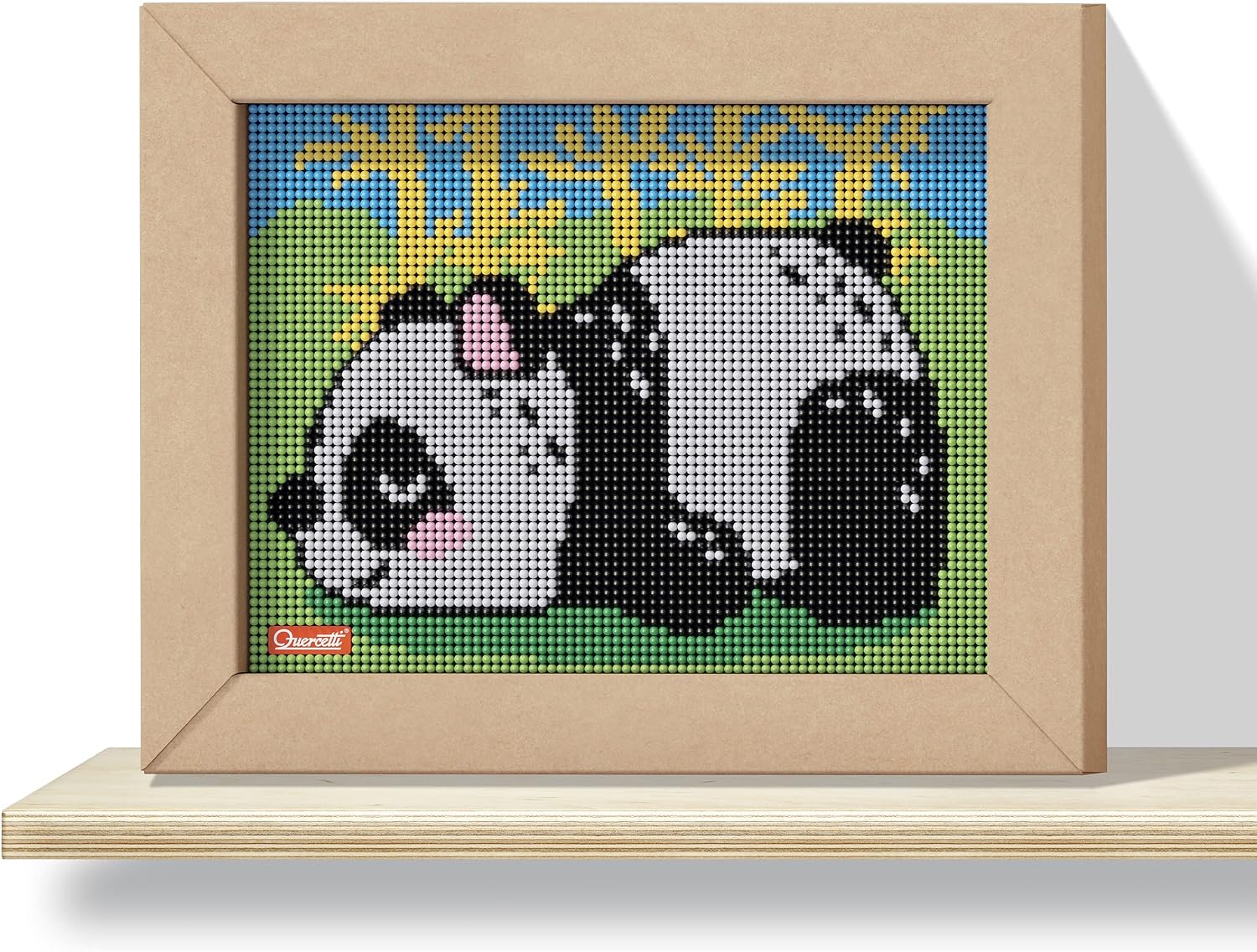 Quercetti Pixel Art 4 Kawaii Panda - Create The Exclusive Mosaic Design Using 4800 Pegs in 7 Colors and Perforated Boards, Includes Frame for Display - for Kids, Teens and Adults Ages 6 Years and Up