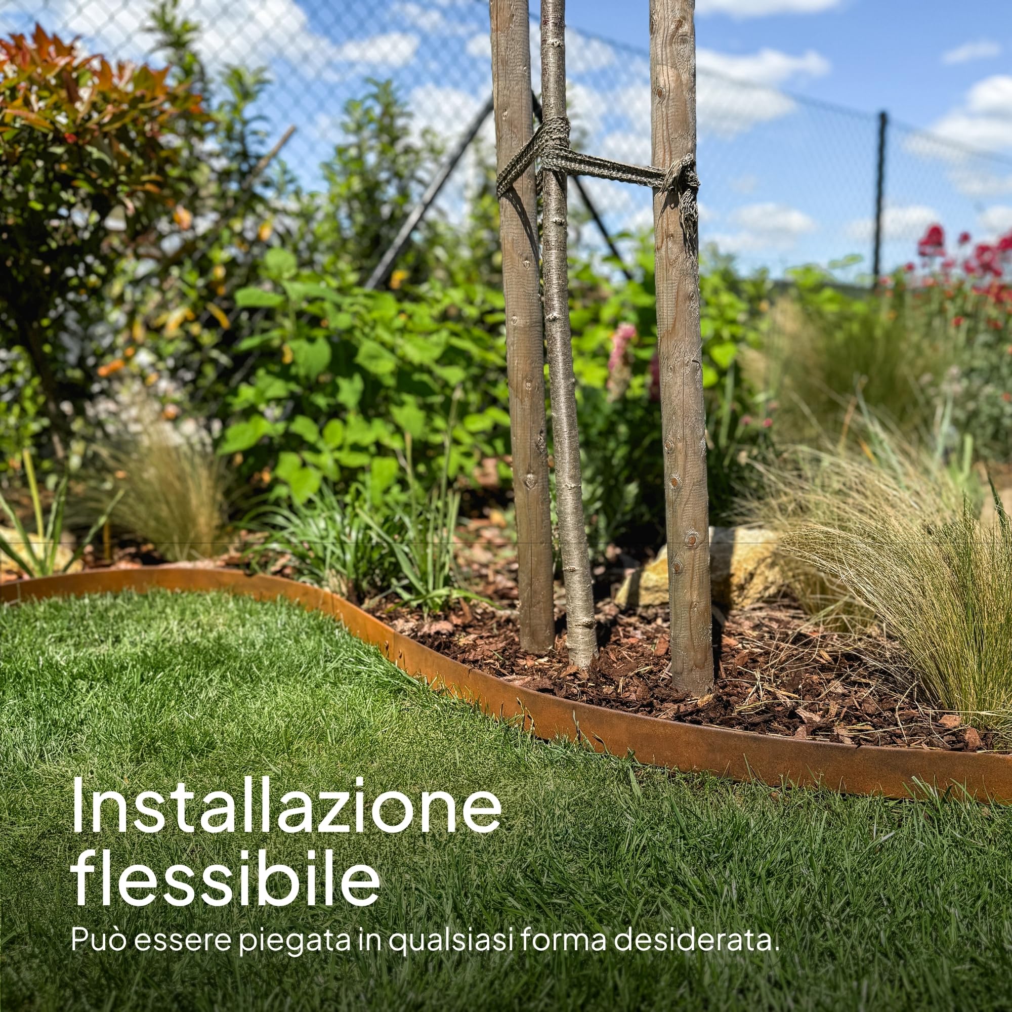 UNIGARDIA Bordura per Aiuola in Acciaio Corten 5 m, Altezza 5 cm