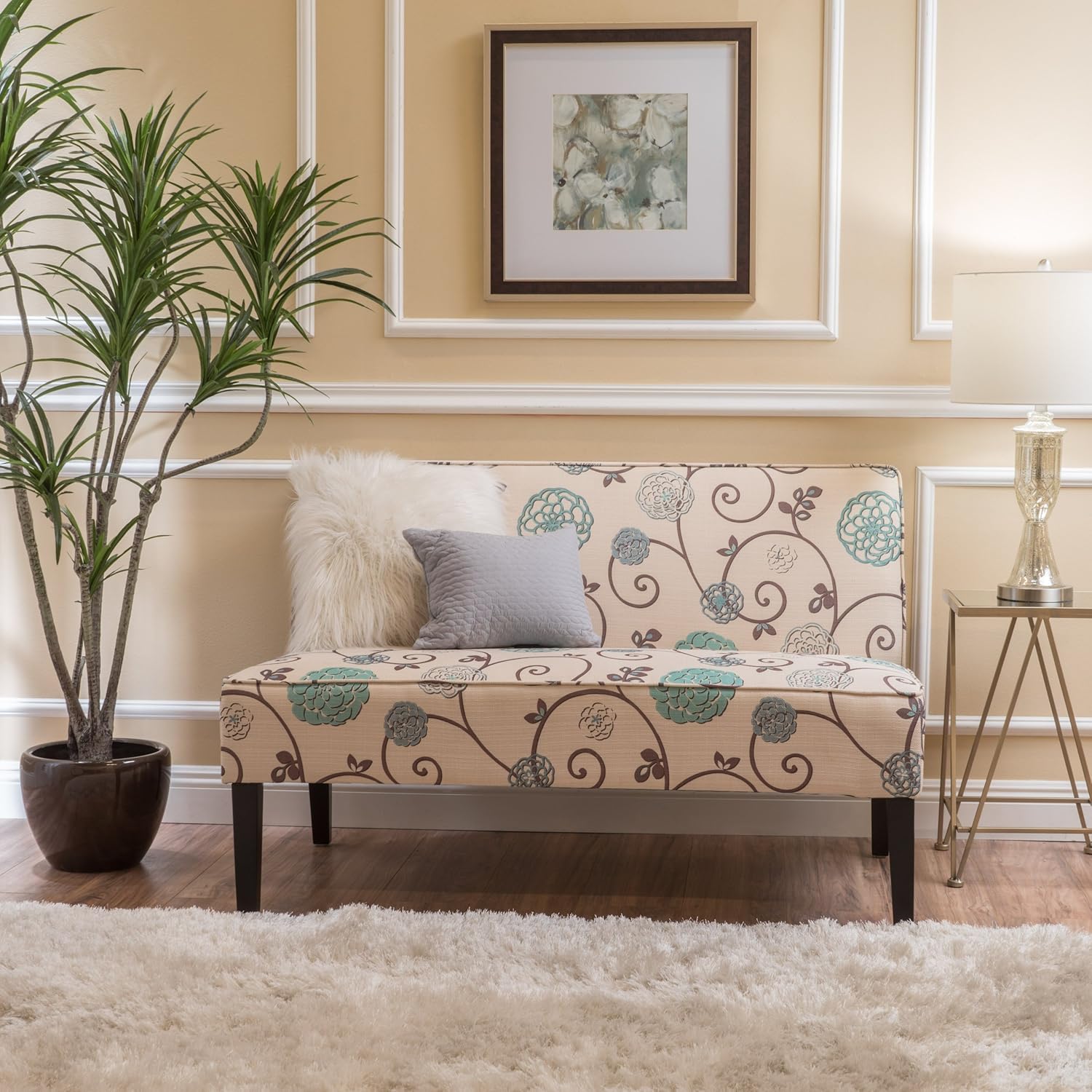 Christopher Knight Dejon Fabric Love Seat White/Blue Floral