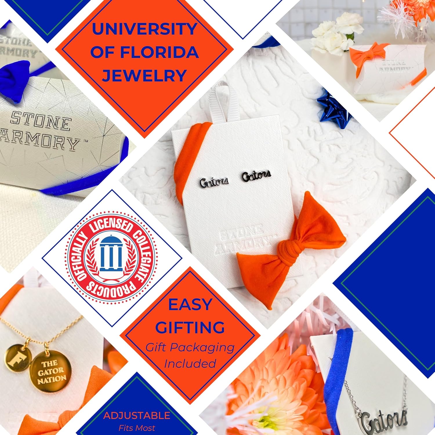 Stone Armory Earrings for University of Florida Jewelry Gifts for Women, Graduation – Stainless Steel Skin-Friendly Florida Gators stud earrings