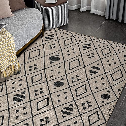 Miniatura 6 de Easy - Alfombra de yute grande para sala de estar, 6 x 9 pies, lavable a máquina, moderna, geométrica, marroquí, para interiores y exteriores,