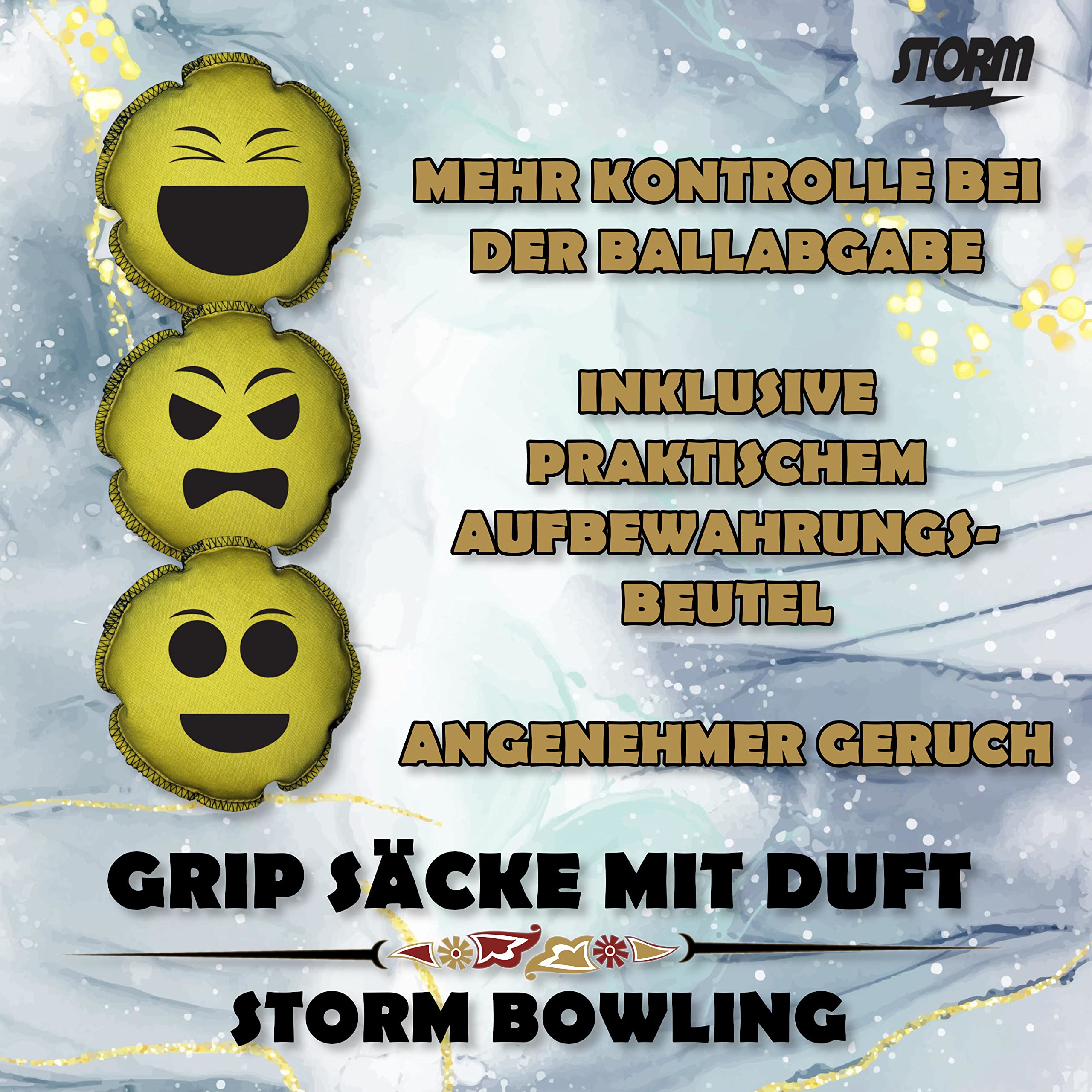 EMAX | Bowling-Zubehör - Storm Grip Bag | Grip Sack mit Duft | Rosinbag - Grip Ball Stormoji