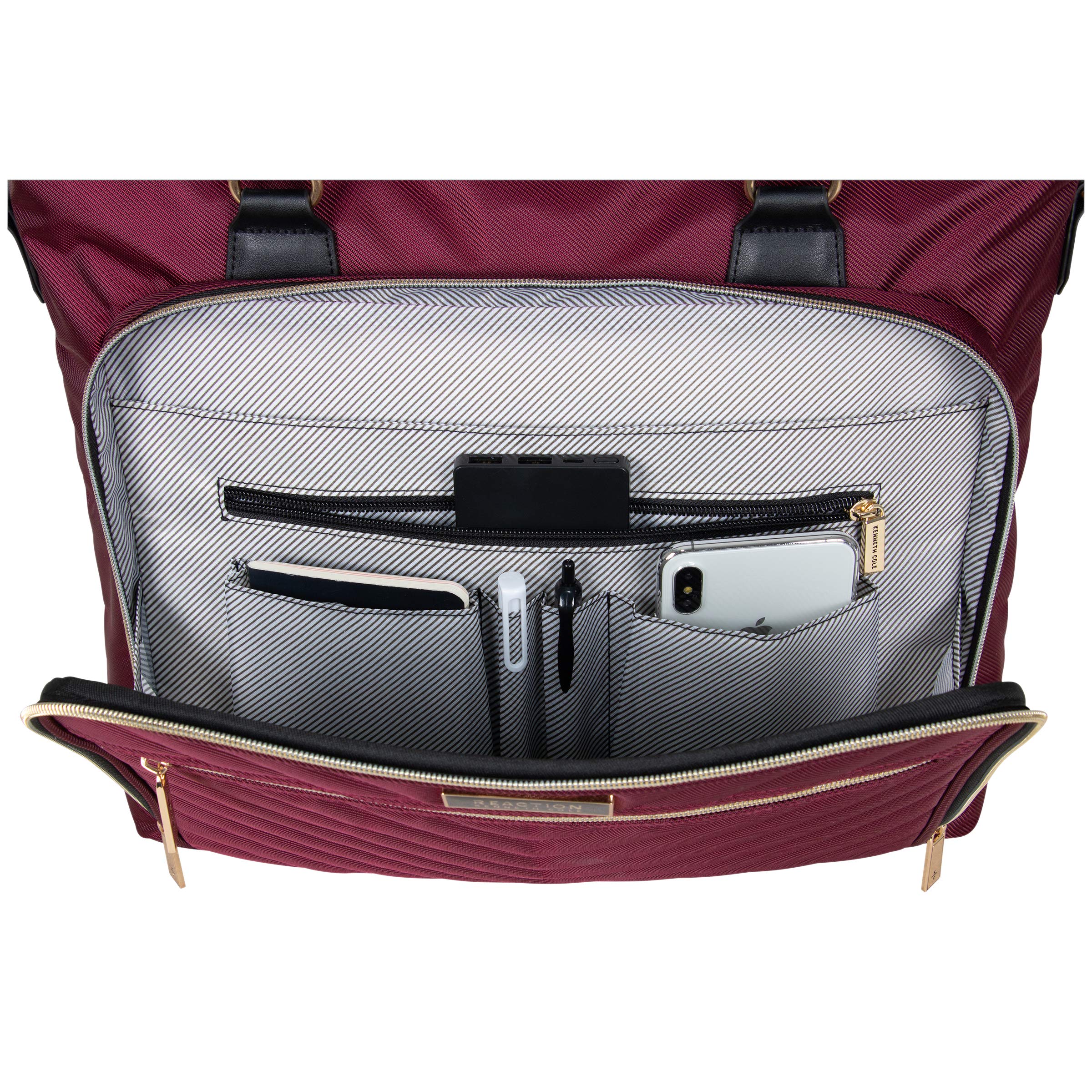 Kenneth Cole REACTION Chelsea Quilted Chevron 15" Laptop & Tablet Business Tote With Removeable Shoulder Strap, (Wine) 1