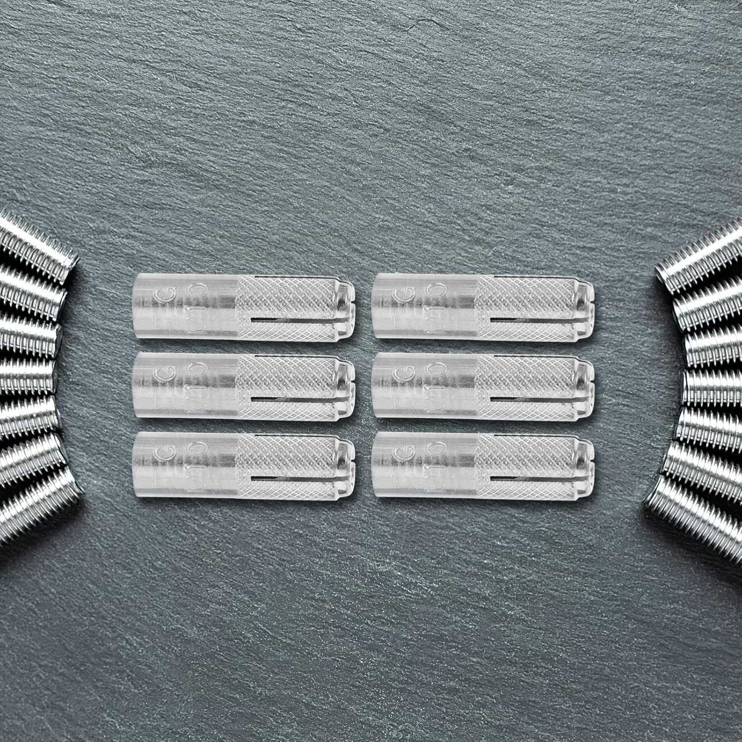Cabilock 50pcs M10x40 Knurled Drop-in Anchors Galvanized Carbon Steel Concrete Expansion Bolts Easy Installation Knurled Anchors for Solid Concrete