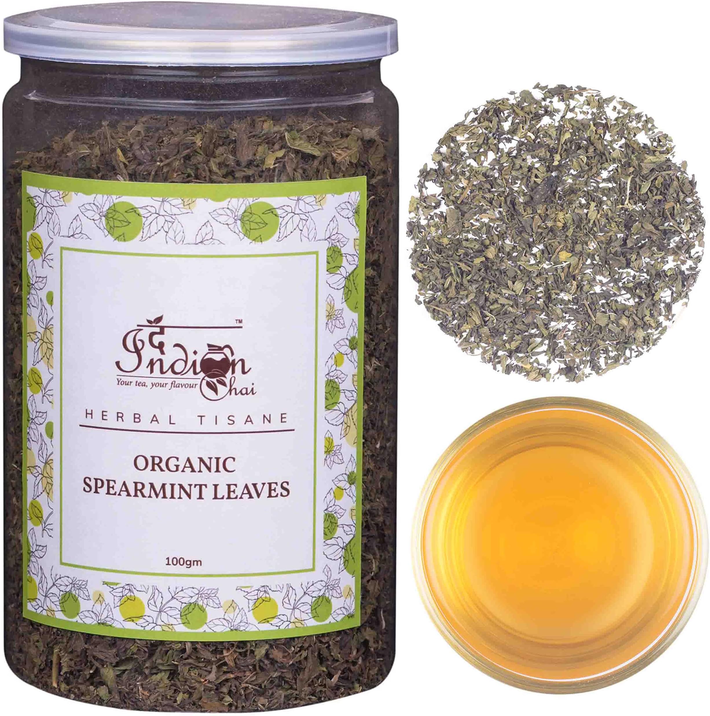 The Indian Chai - Organic Spearmint Tea 100g for Women's PCOD & PCOS | Calming & Refreshing Blend | Caffeine-Free | Supports Women’s Wellness & Balance | Loose Leaf Tea