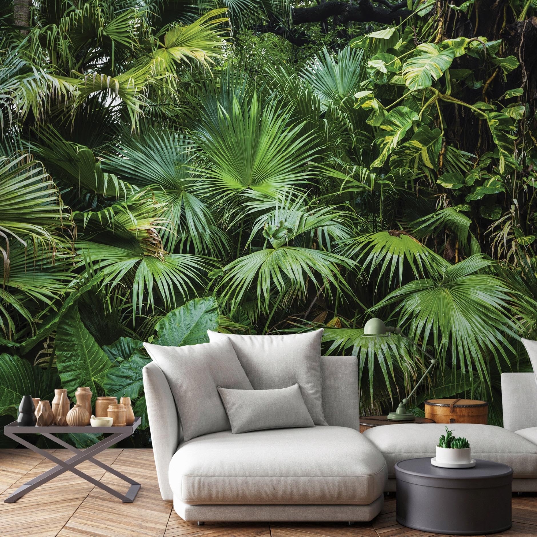 WallArena - Carta da parati fotografica - giungla 400x280 cm - Murale fotografico - Per soggiorno e camera da letto - Effetto 3D - con Colla - Paesaggio Foresta Verde | #VALUE!