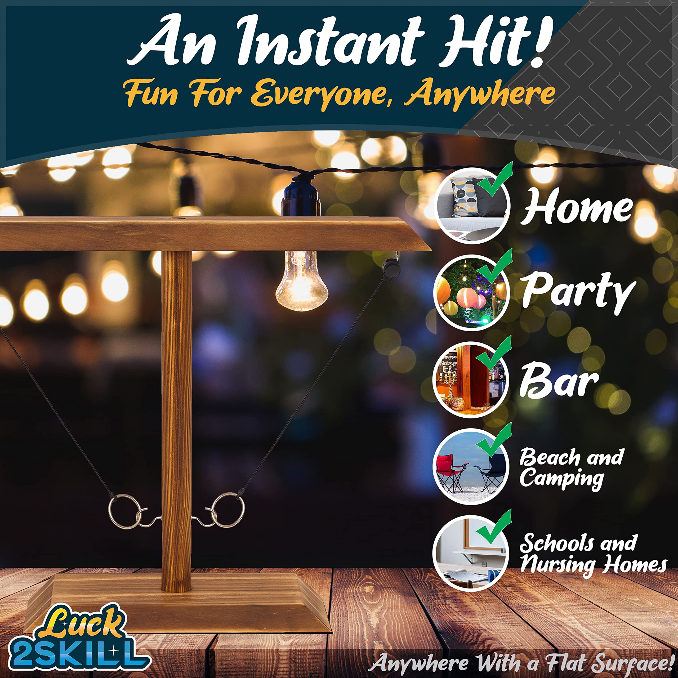 Ring Toss Game for Adults - Includes Shot Ladder and Easily Adjustable ...