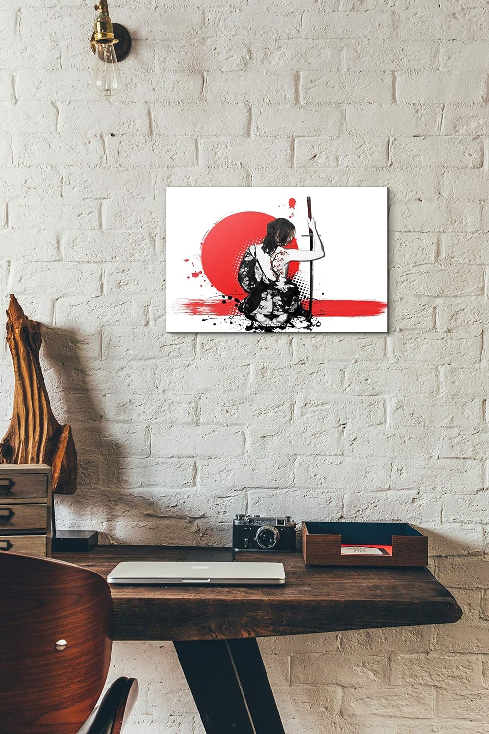 Cortesi Home 'Trash Polka- Female Samurai' by Nicklas Gustafsson, Canvas Wall Art, 12"x18", Red