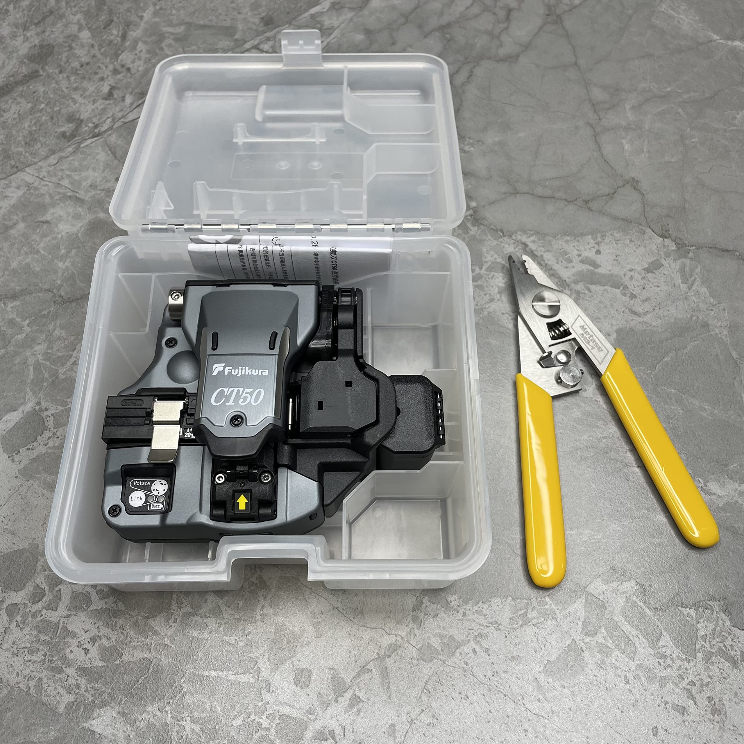 Fujikura Ct50 High Precision Fiber Optic Cleaver, Cleaves Up To 12 Fibers, Bluetooth, Metal, Ergonomic Grip, 60,000 Cleaves Per Blade