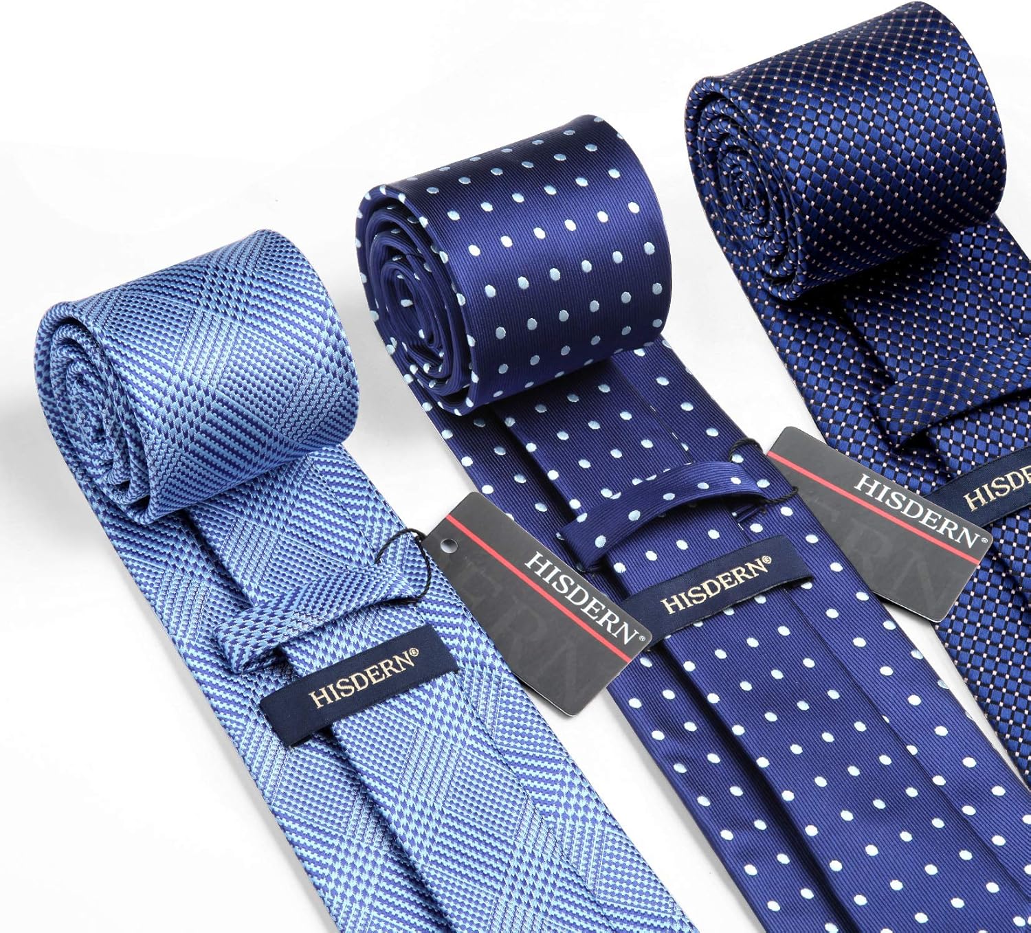 HISDERN Mens Ties and Pocket Square Set Business Elegant Ties for Men Classic Lot 3 Pcs Wedding Party Neckties & Handkerchief - Image 3