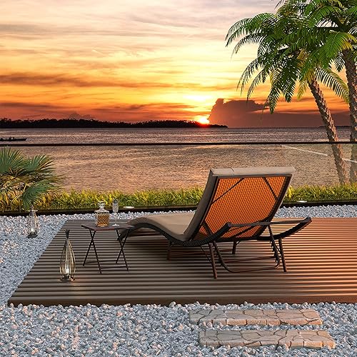 Miniatura 2 de Juego de 3 piezas de sillas para patio, de ratán sintético de polietileno, para exteriores, con respaldo ajustable, silla reclinable con mesa