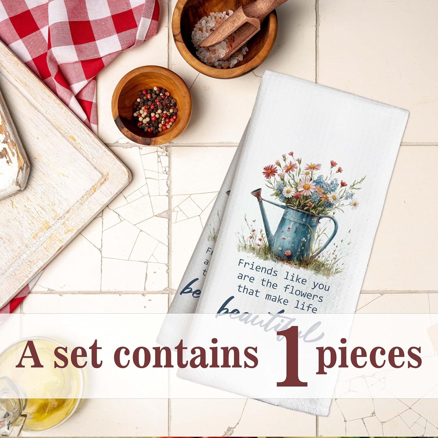 Friendship Kitchen Hand Towel, 16 x 24 Inch Flowers Waffle Weave Dishcloth, Absorbent Quick Dry Tea Towel, Best Friendship Gifts for Friends, Kitchen Table Decoration-A07 - Image 4