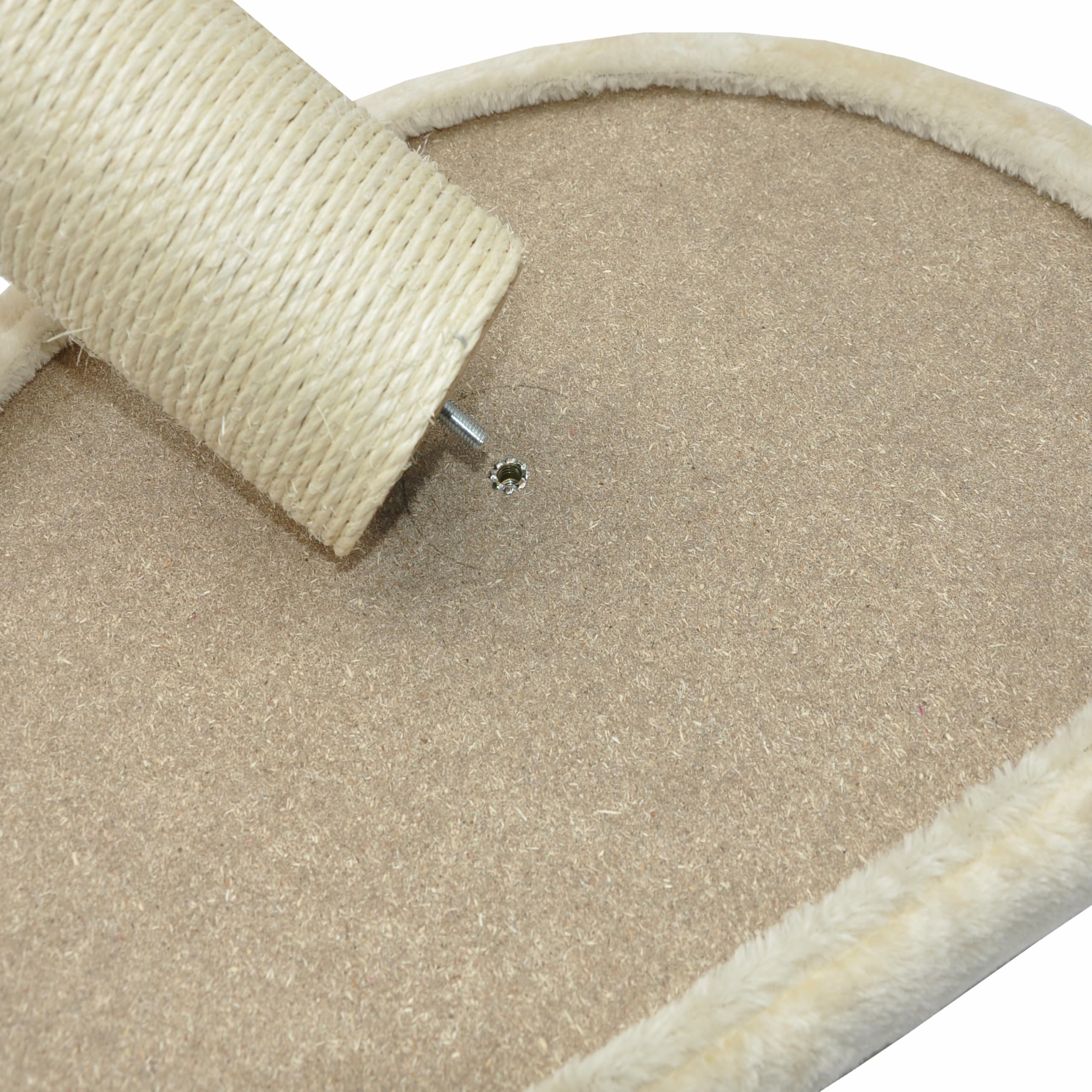 nanook Katzen Liegeplatz Katzenbett XL 60 x 40 cm inkl. Kratzstamm 35 cm, für große Katzen geeignet, Kratzbaum Erweiterung, Farbe: beige
