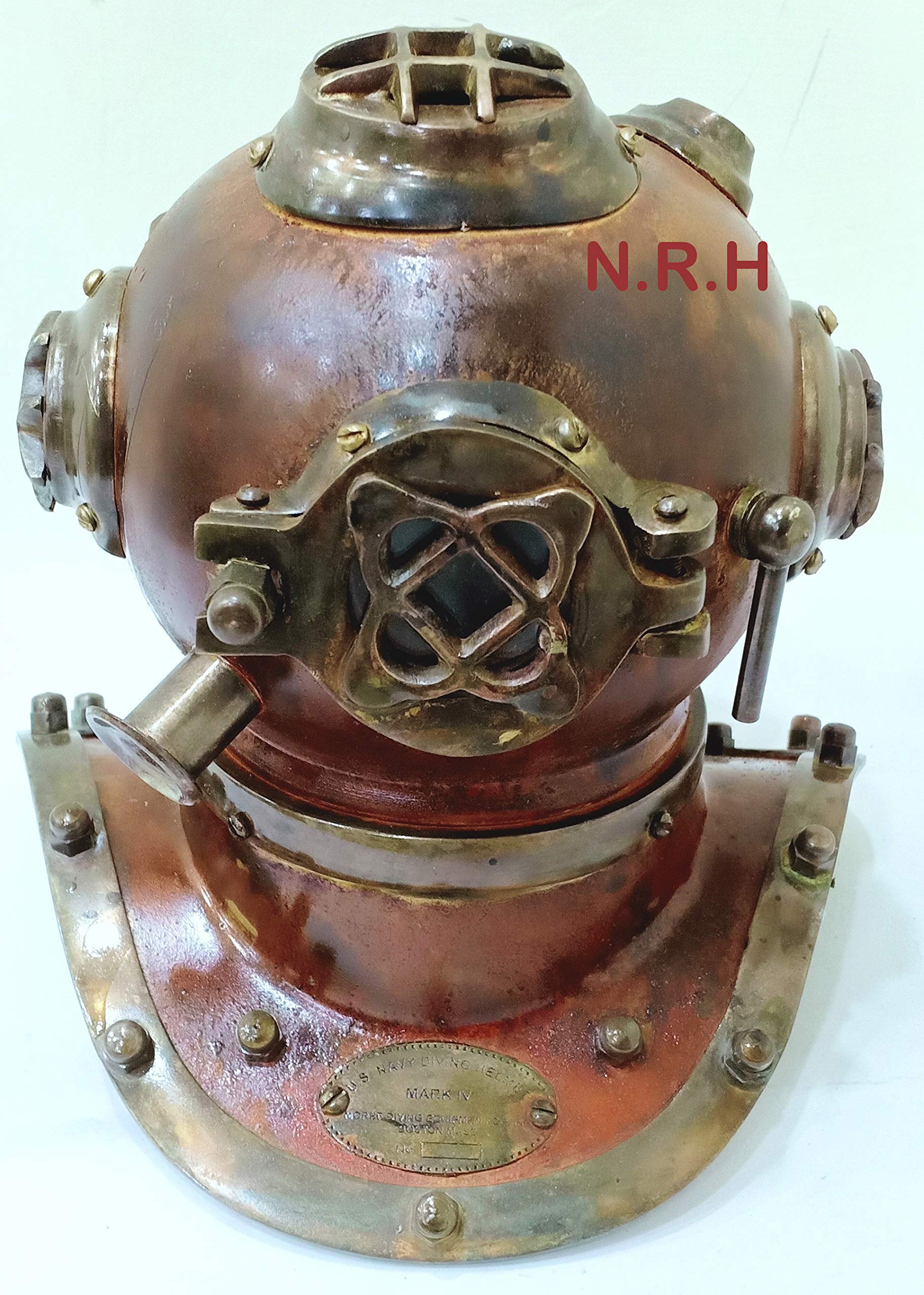 Nautical Replica Hub Casque de plongée U.S Mark V en Acier Massif cuivré Vieilli 15,2 cm