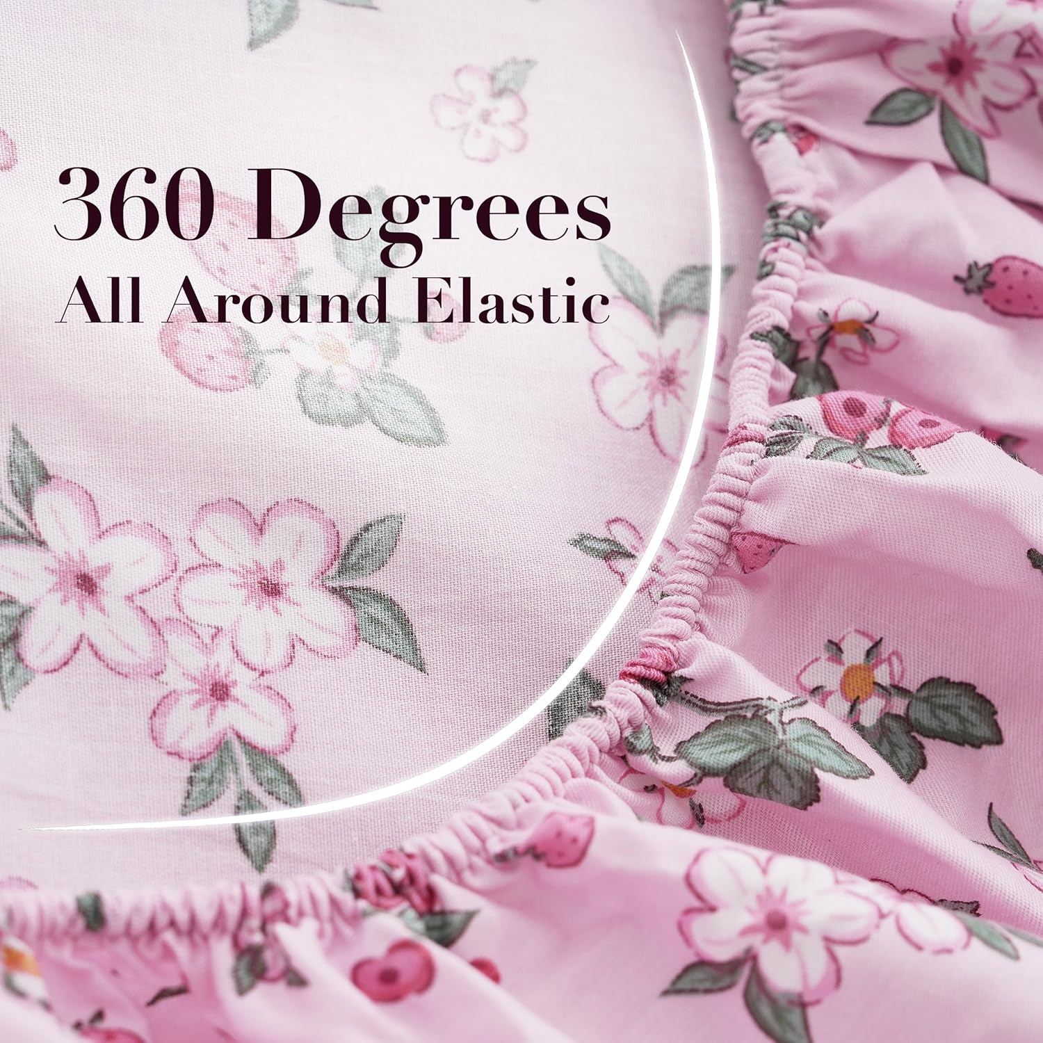 Best Season 100% Cotton Printed Full Sheets Set (Pink Floral) 4 Piece - Percale Bed Sheets for Full Size Bed - Deep Pocket Fits 16" Mattress - Cooling & Breathable Sheets Set - Image 3