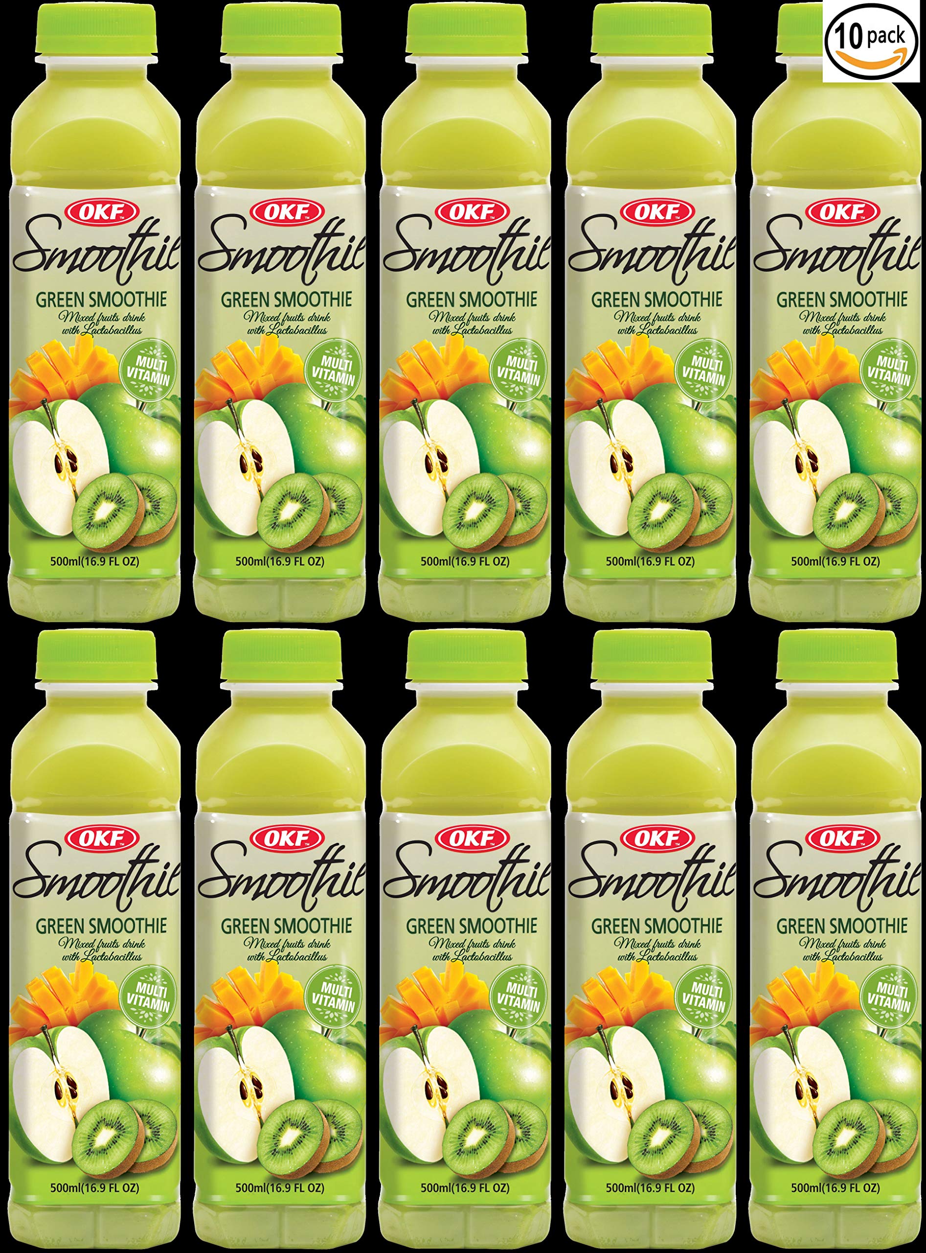 OKFSmoothie, Multi Vitamin Premium New Drink, 16.9 Fluid Ounce (Green Smoothie, 10 Pack)