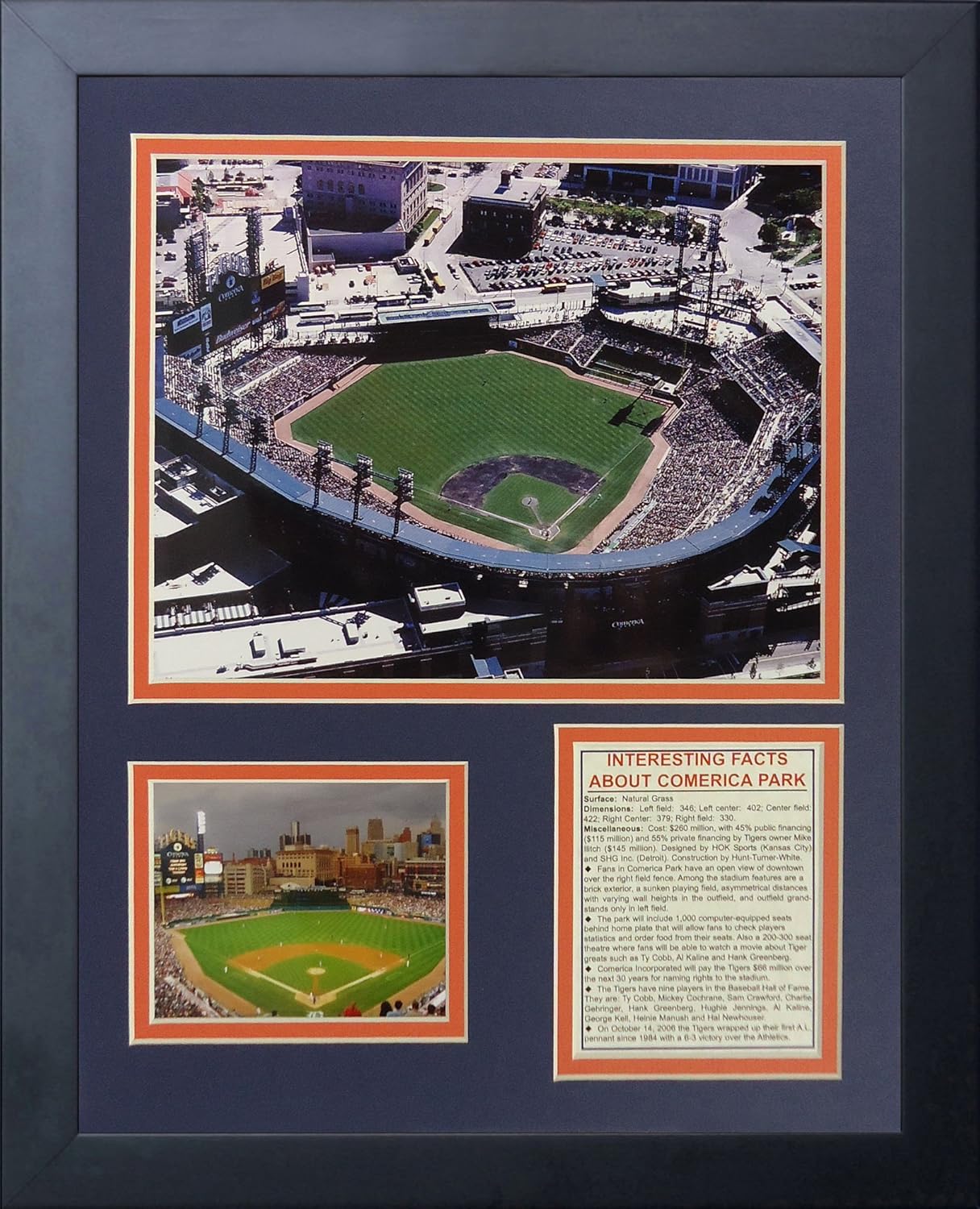 Legends Never Die "Detroit Tigers Comerica Park Framed Photo Collage, 11 x 14-Inch