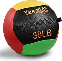Vista 18 de Yes4All Bola de pared, bola de arena de hierro con peso de cuero suave para ejercicio multifuncional dinámico, 6 libras - 30 libras