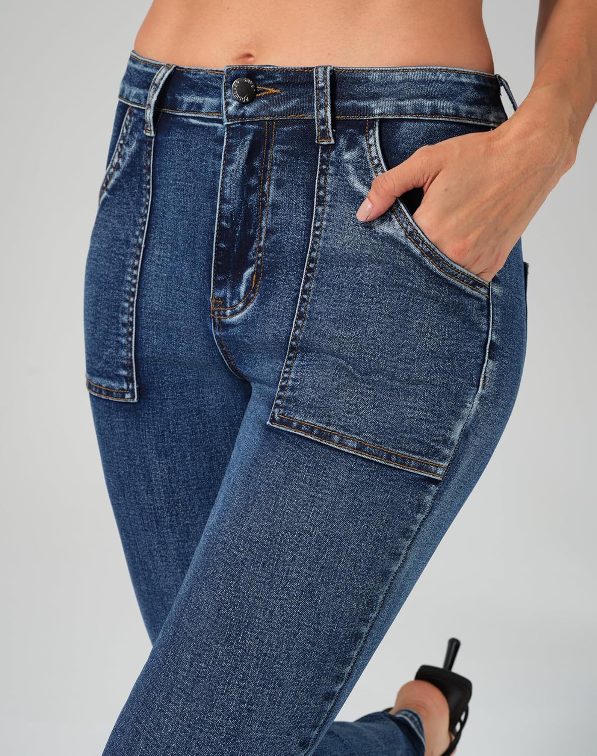 roswear Flare Jeans for Women Bootcut Stretchy Slim Fit Denim Pants Fall Outfits - Image 8